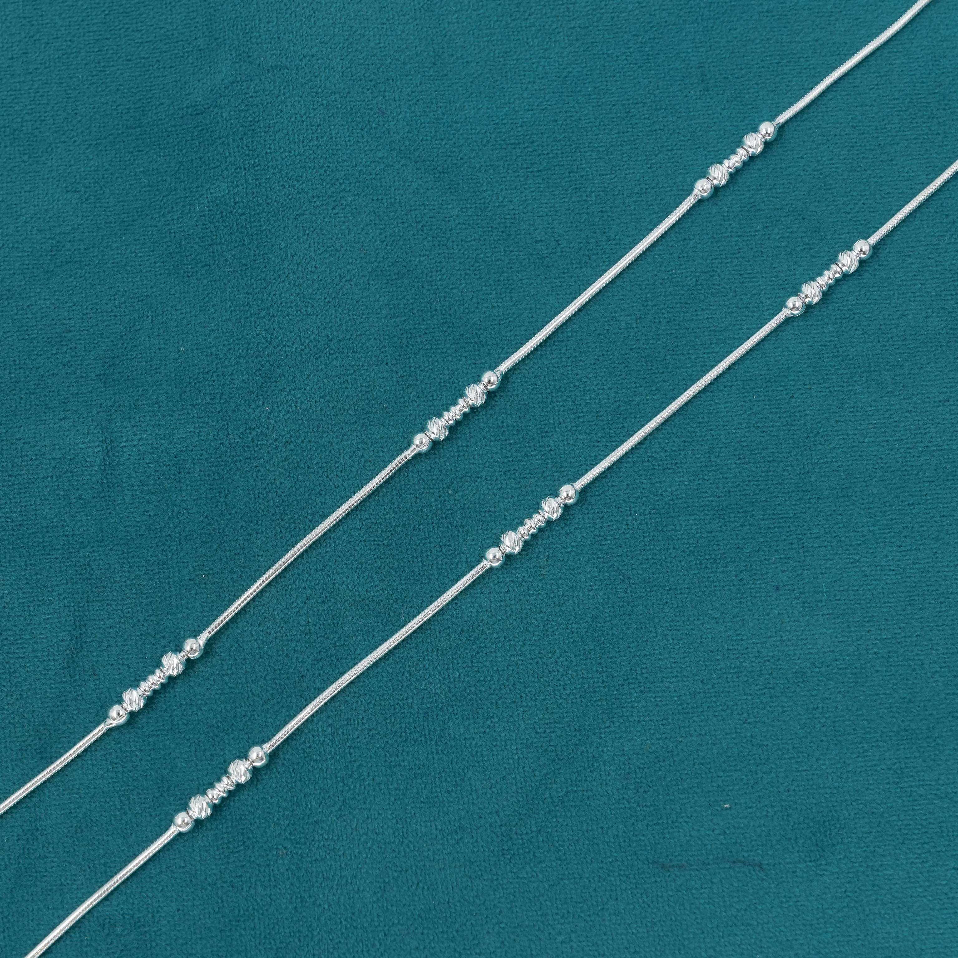 Ved Jewellers - Silver Beaded Anklets