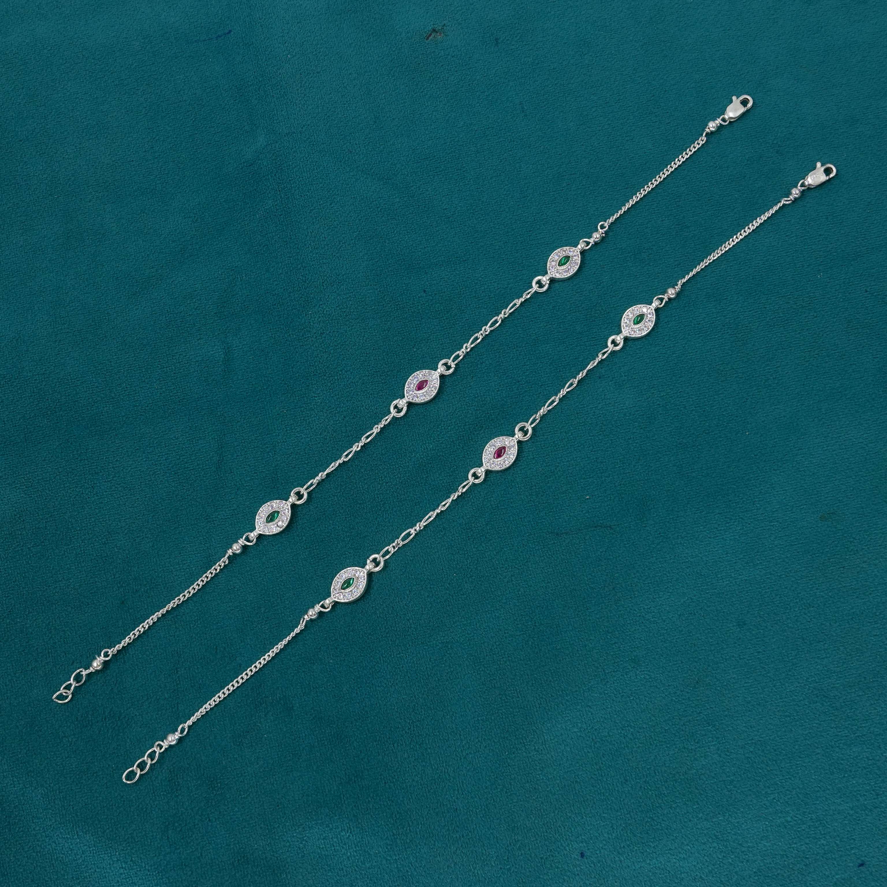 Ved Jewellers - Silver Gemstone Payal