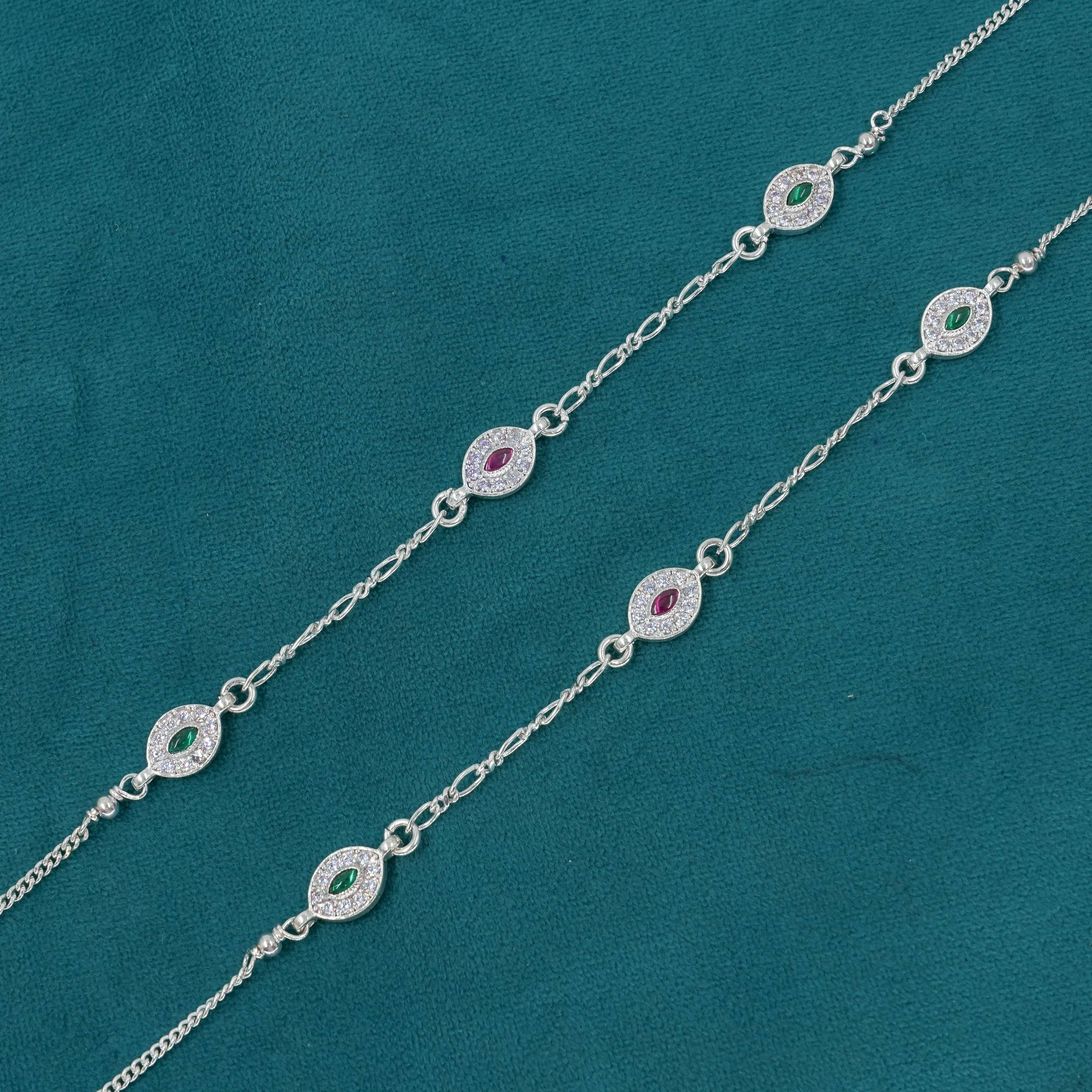 Ved Jewellers - Silver Gemstone Payal