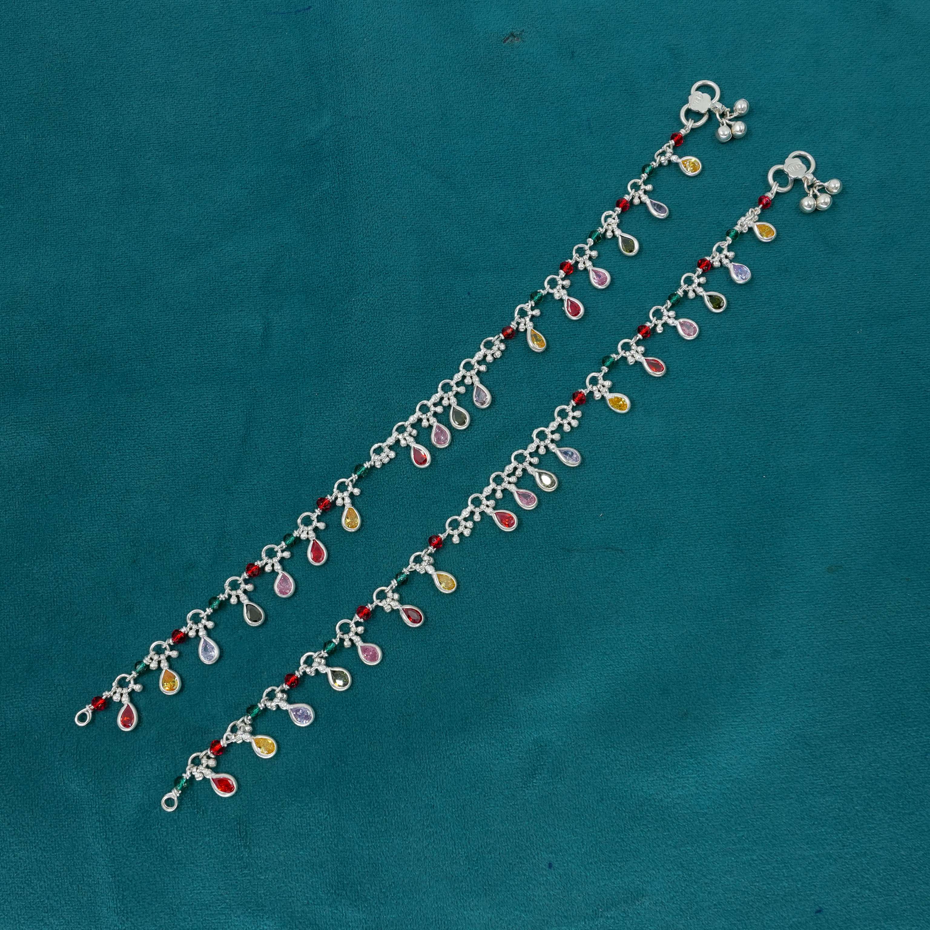 Ved Jewellers - Silver Beaded Anklets