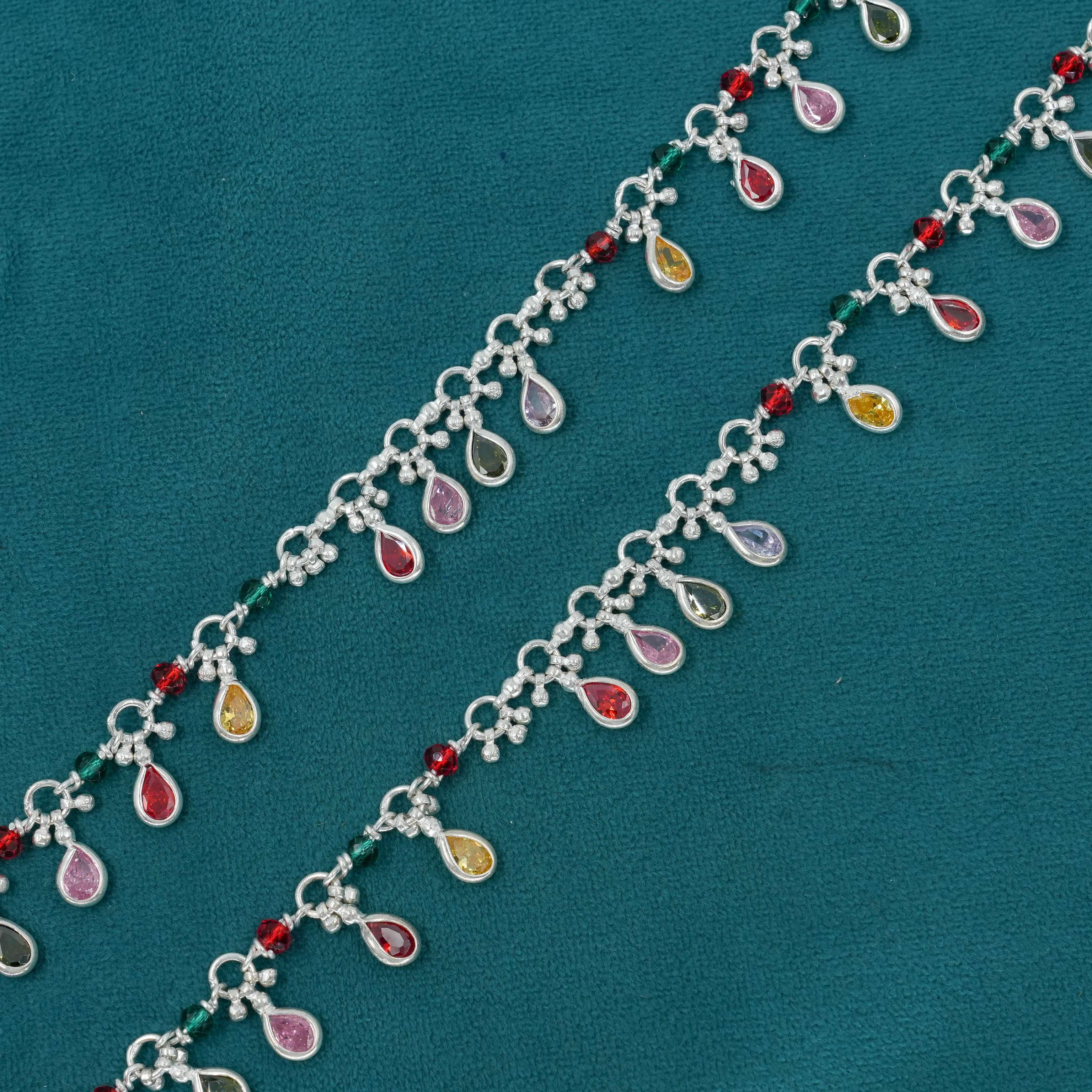 Ved Jewellers - Silver Beaded Anklets
