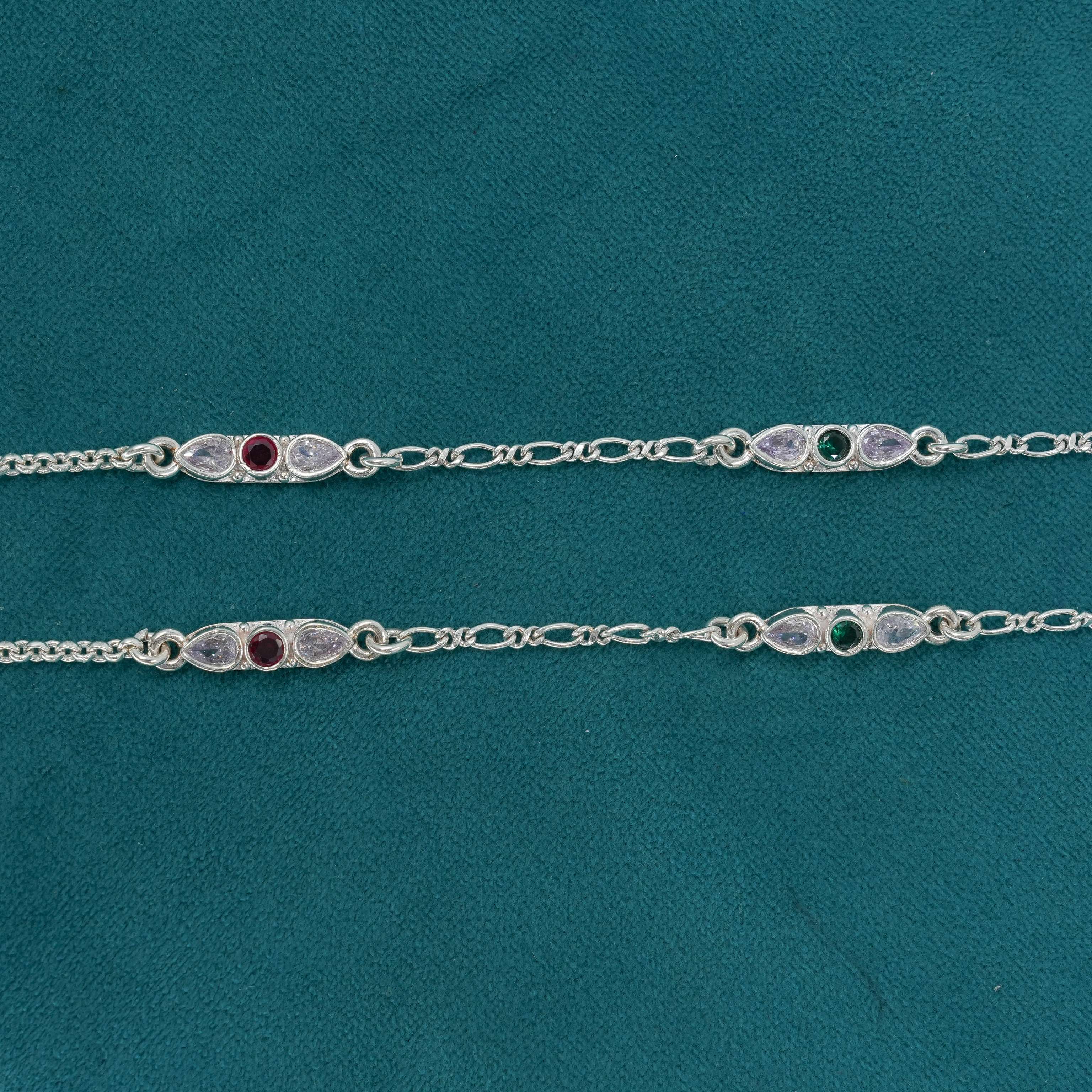 Silver Gemstone Anklets