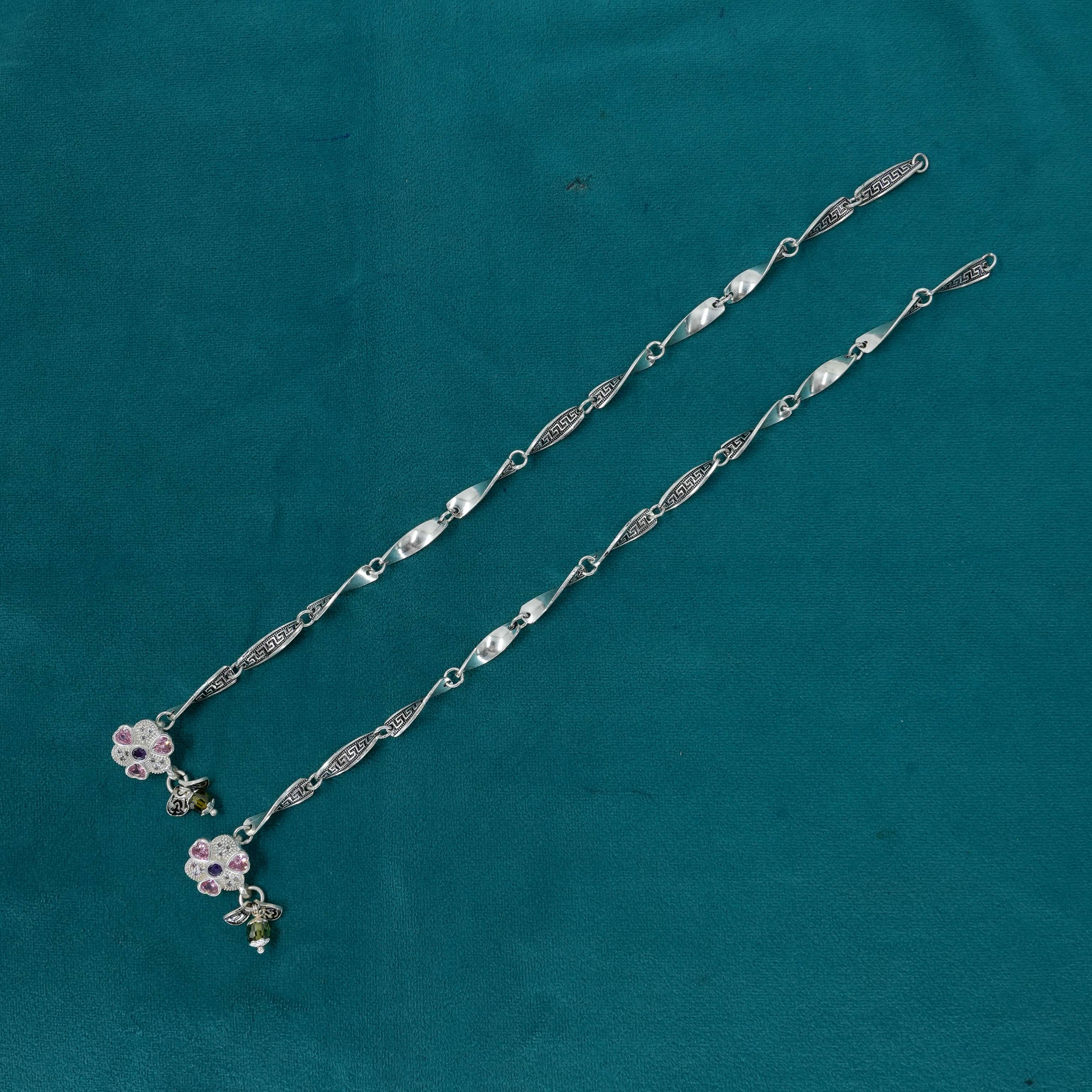 Ved Jewellers - Silver Flower Payal