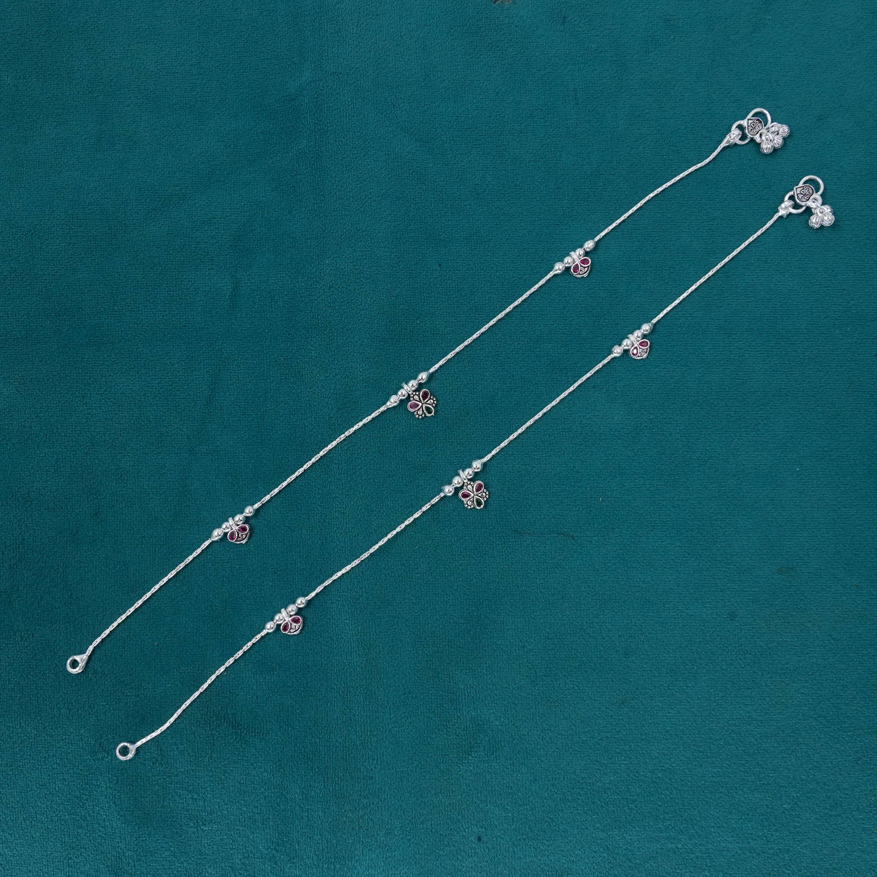 Ved Jewellers - Silver Flower Anklets