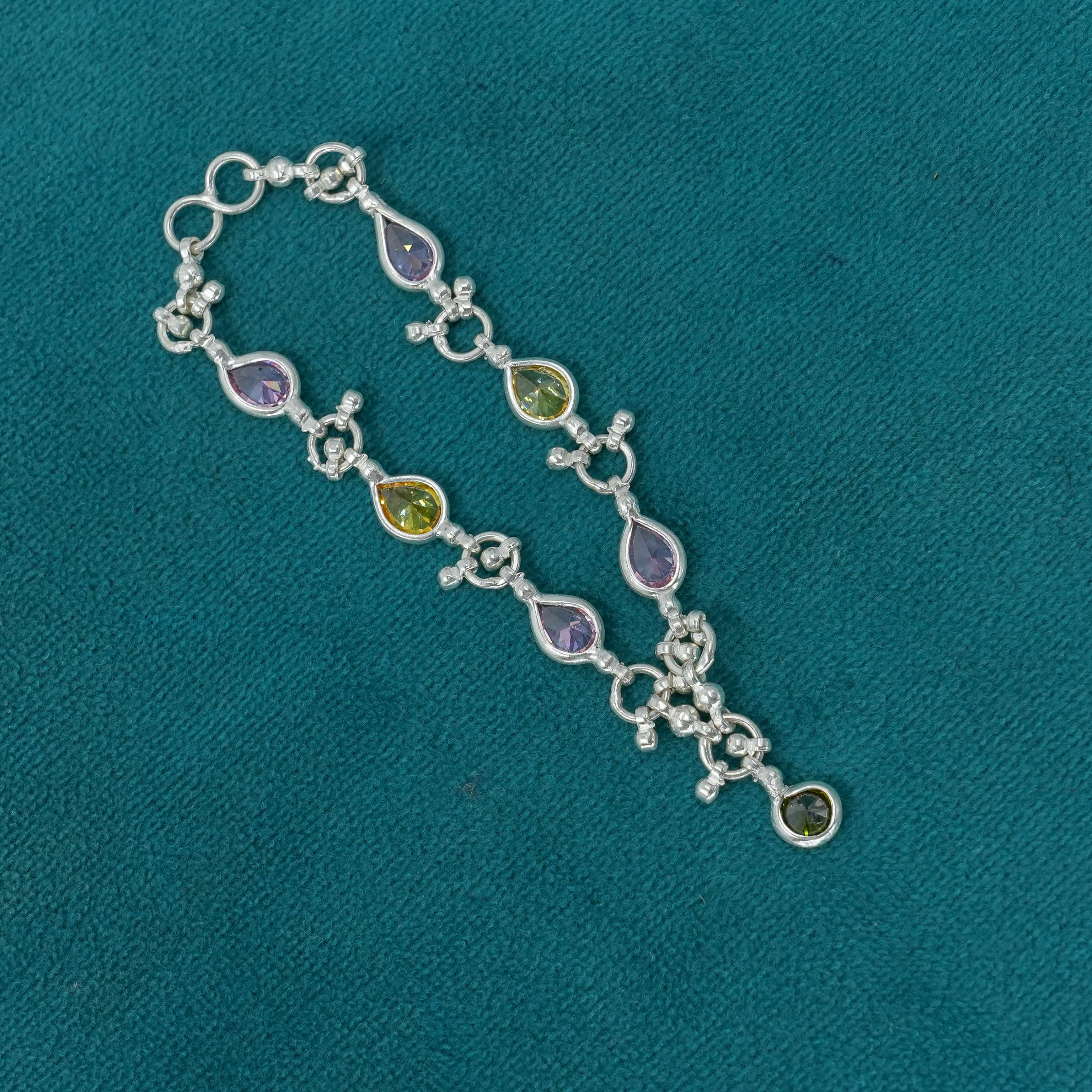 Ved Jewellers - Silver Amethyst Drop Bracelet