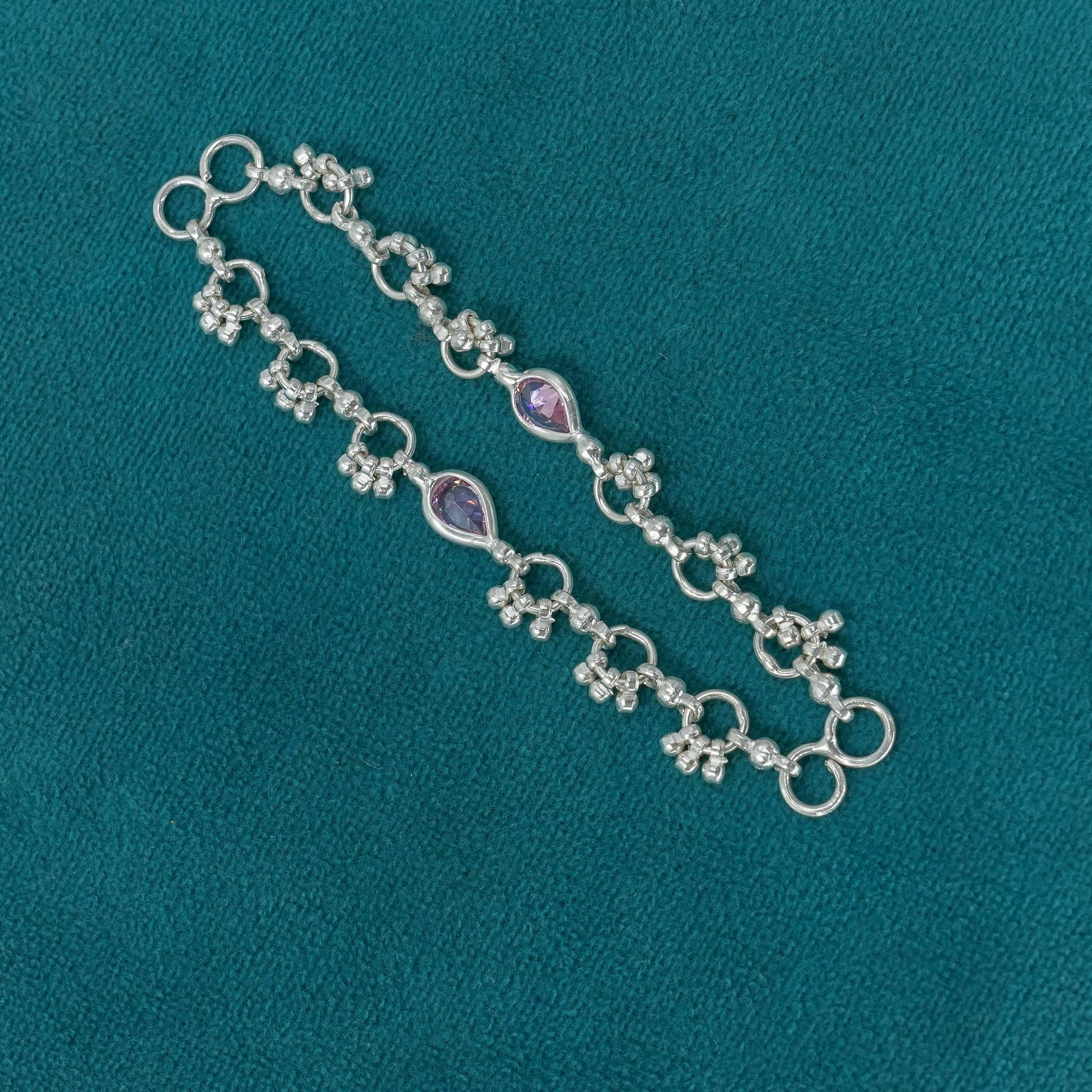 Ved Jewellers - Silver Pear Drop Anklet