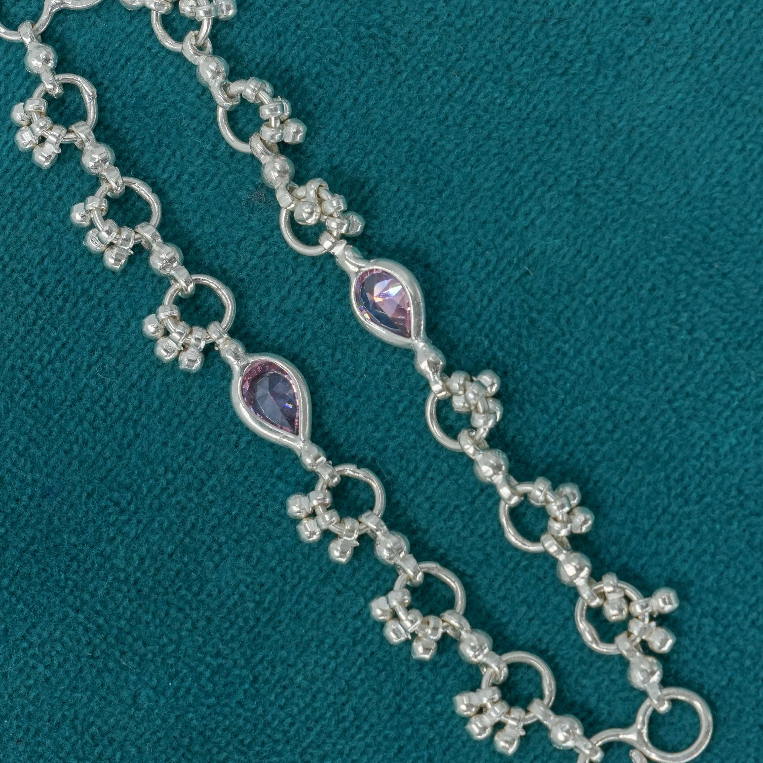 Ved Jewellers - Silver Pear Drop Anklet