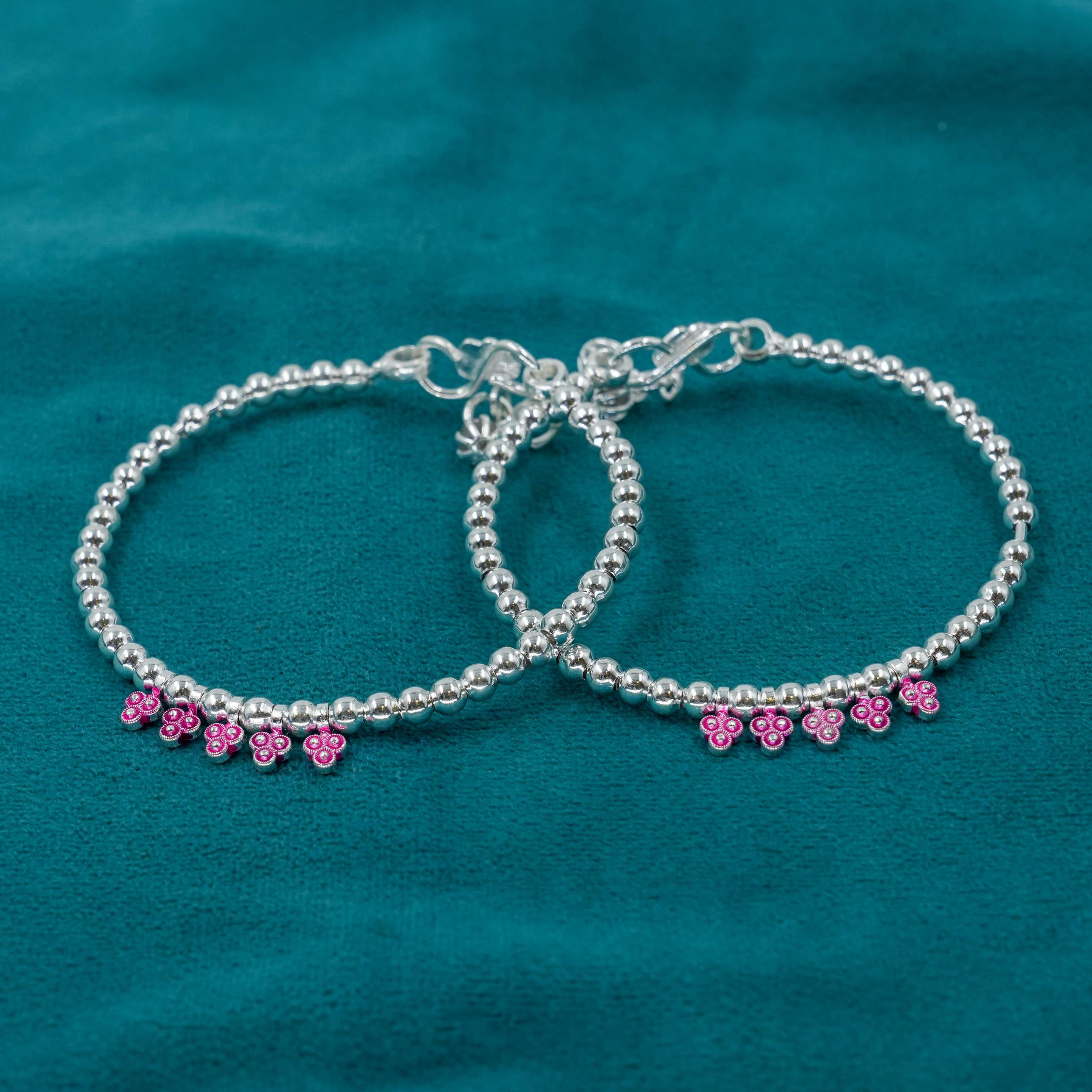 Ved Jewellers - Silver Flower Anklets