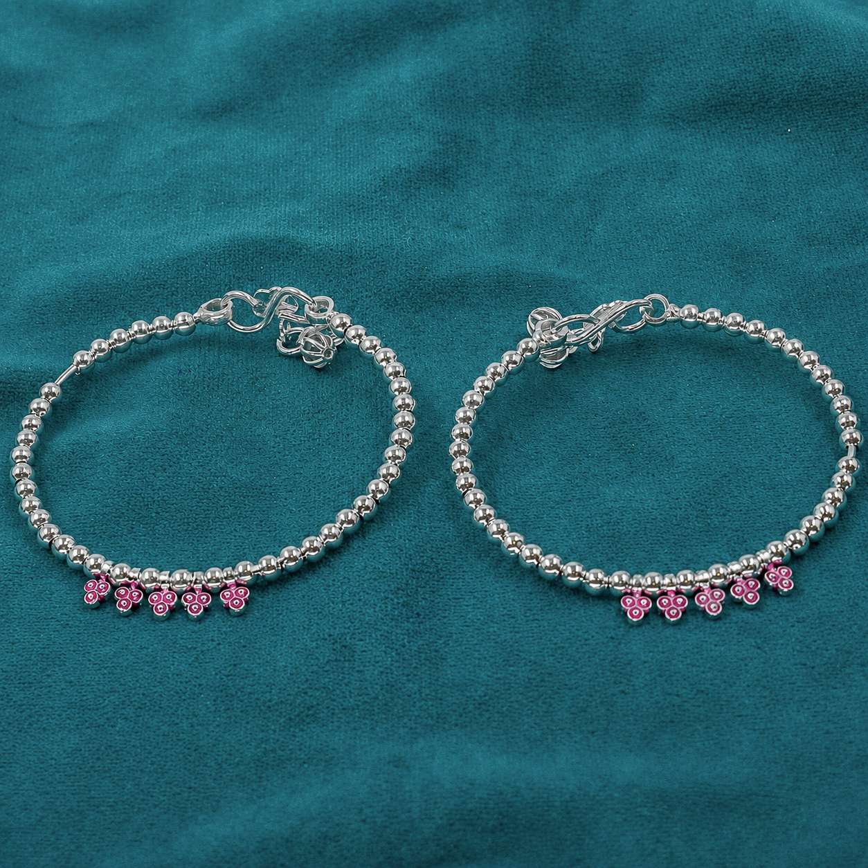 Ved Jewellers - Silver Flower Anklets