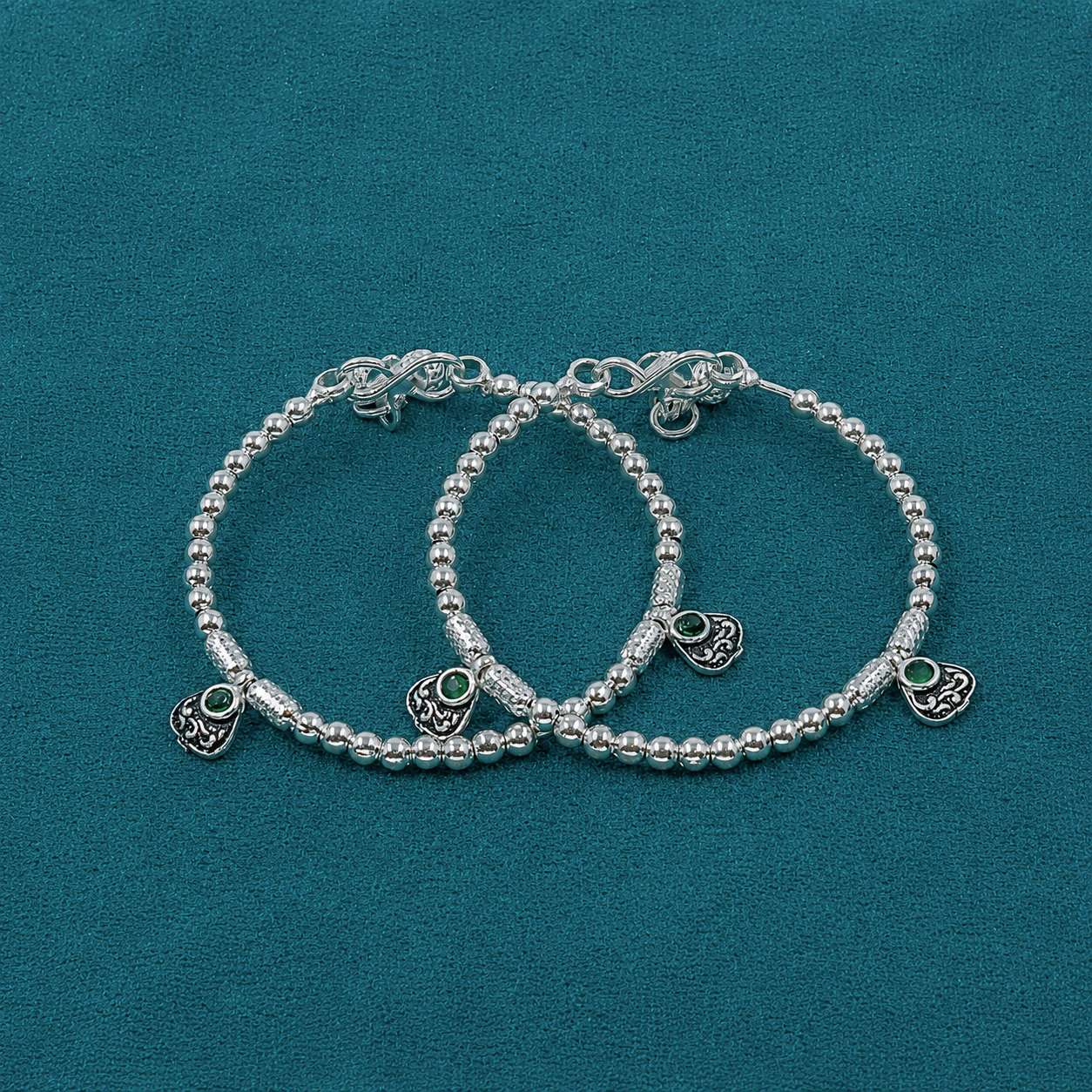 Ved Jewellers - Silver Beaded Anklets