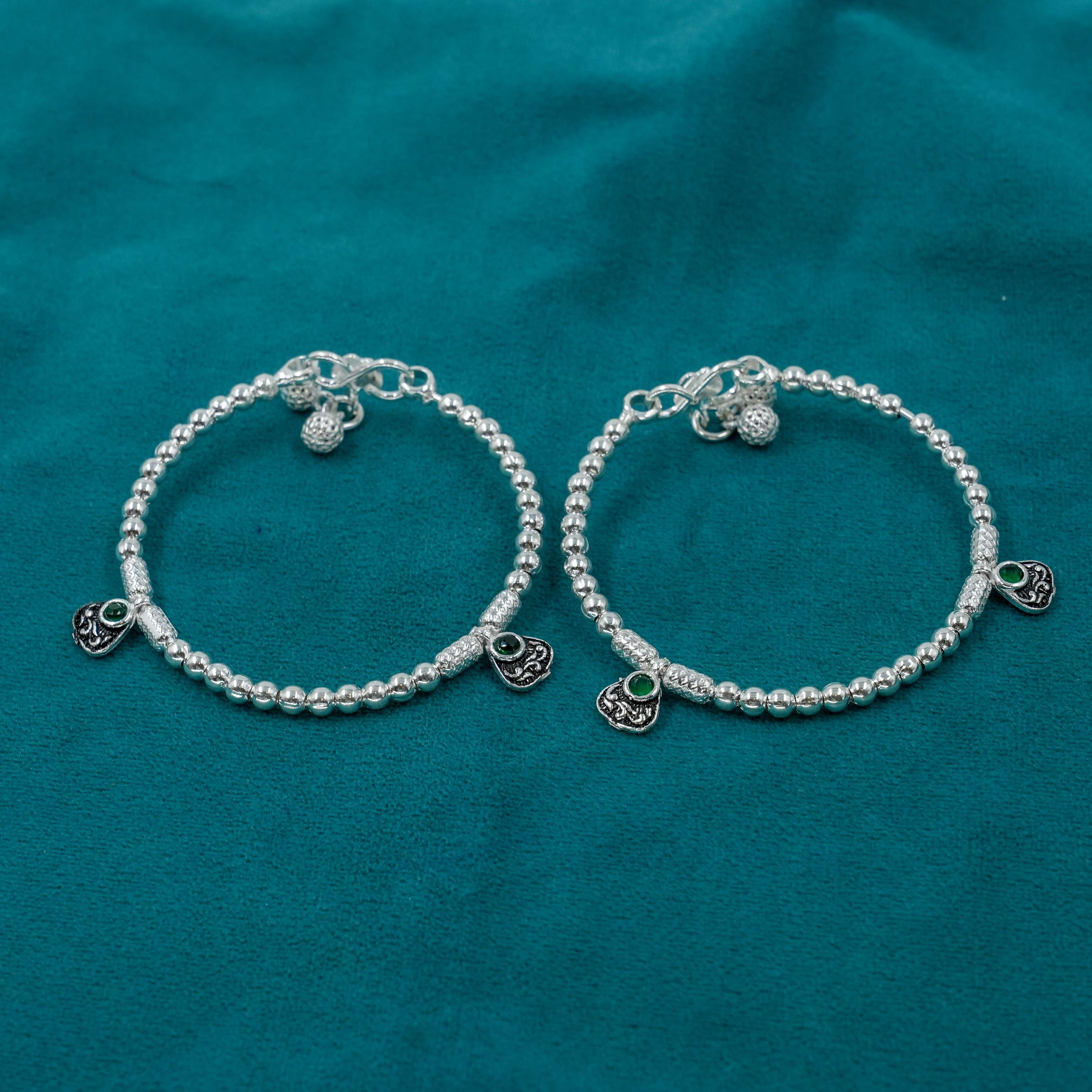 Ved Jewellers - Silver Beaded Anklets
