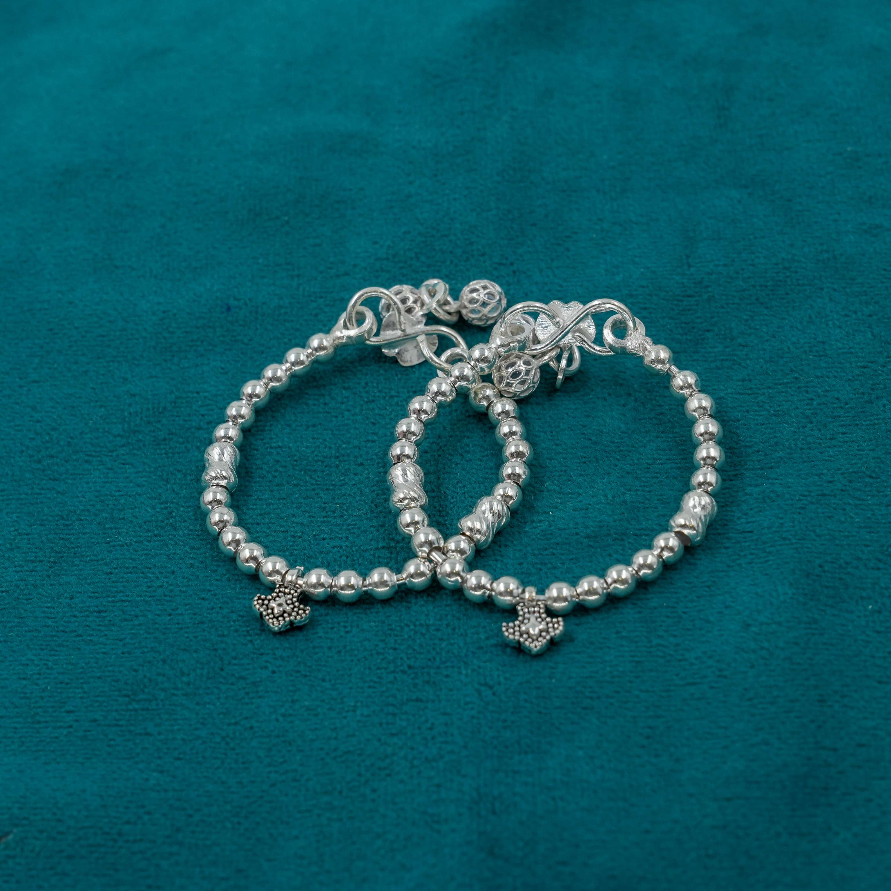 Ved Jewellers - Silver Beaded Anklets