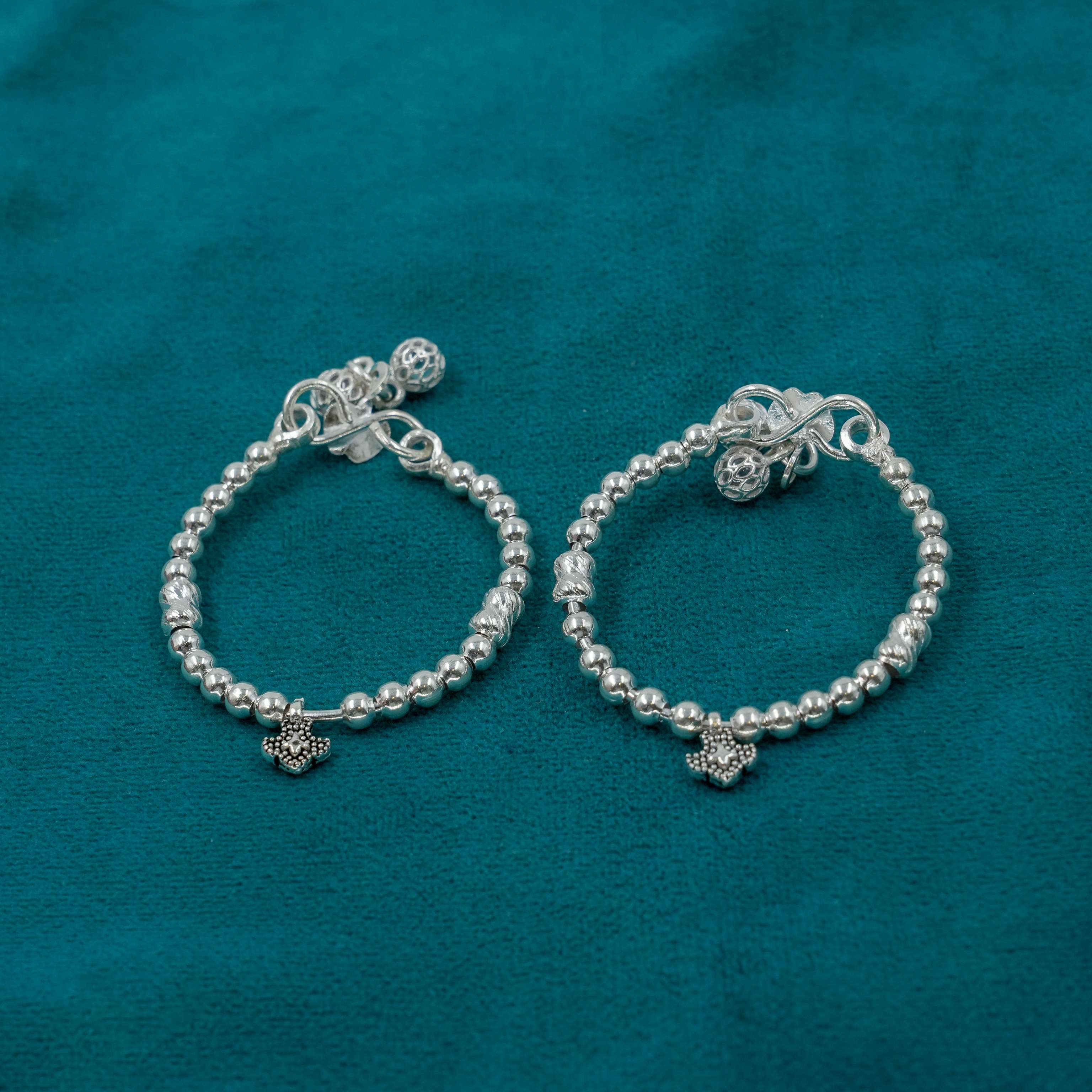 Ved Jewellers - Silver Beaded Anklets