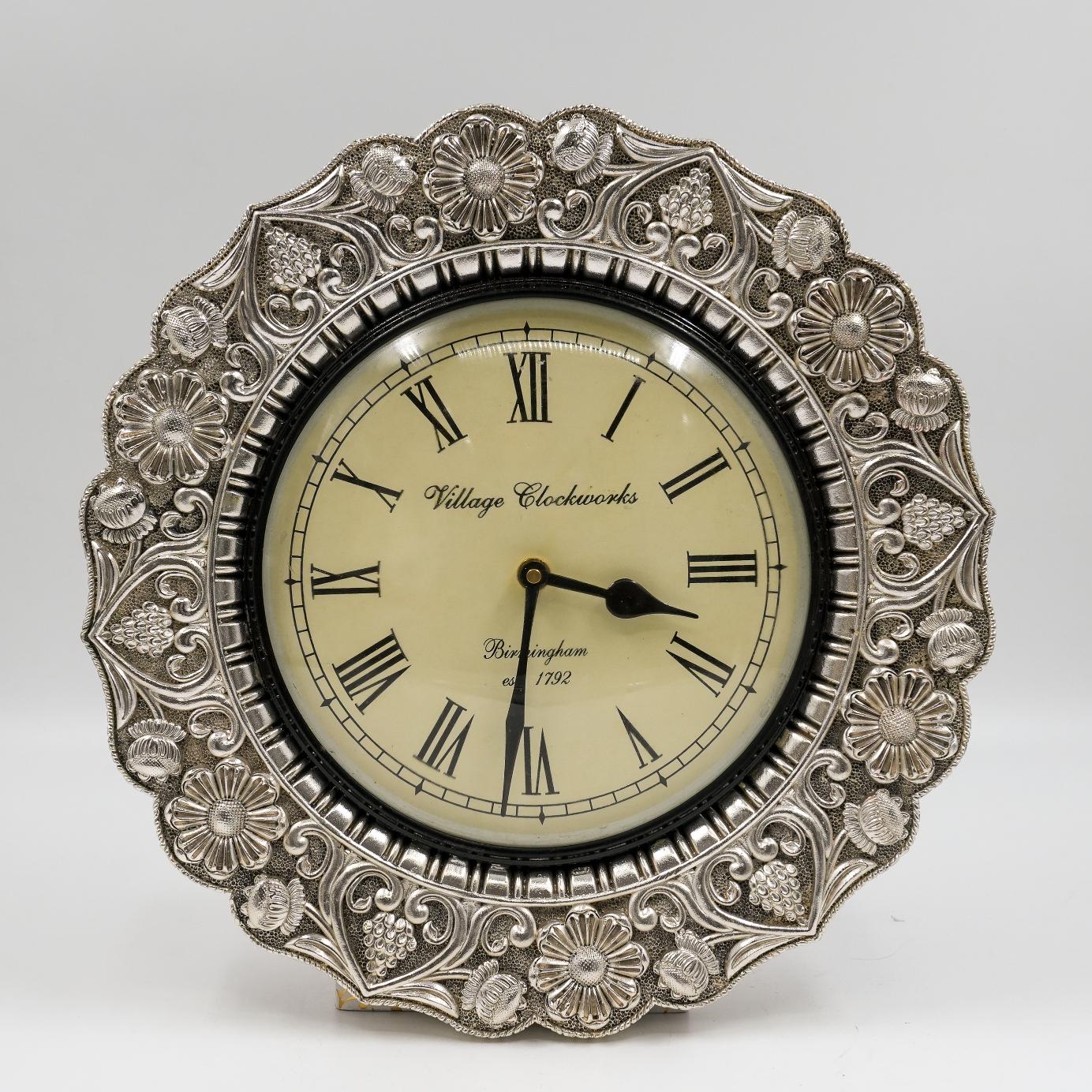 Ved Jewellers - Silver Floral Clock
