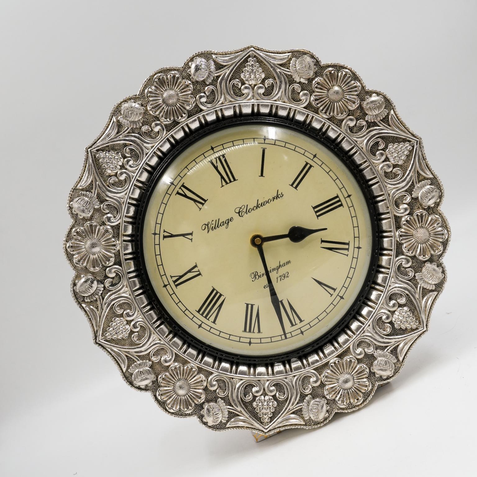 Ved Jewellers - Silver Floral Clock