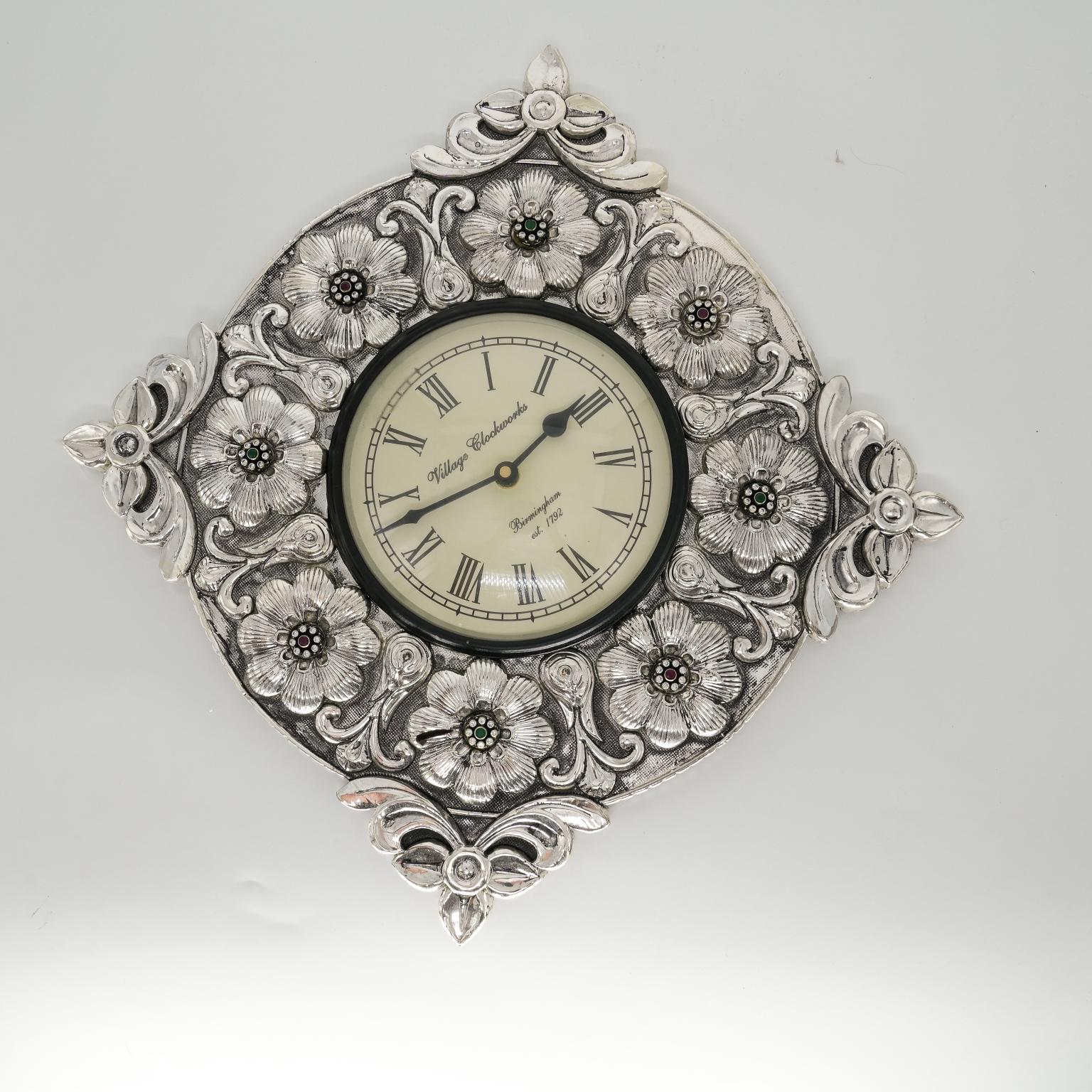 Ved Jewellers - Silver Floral Clock