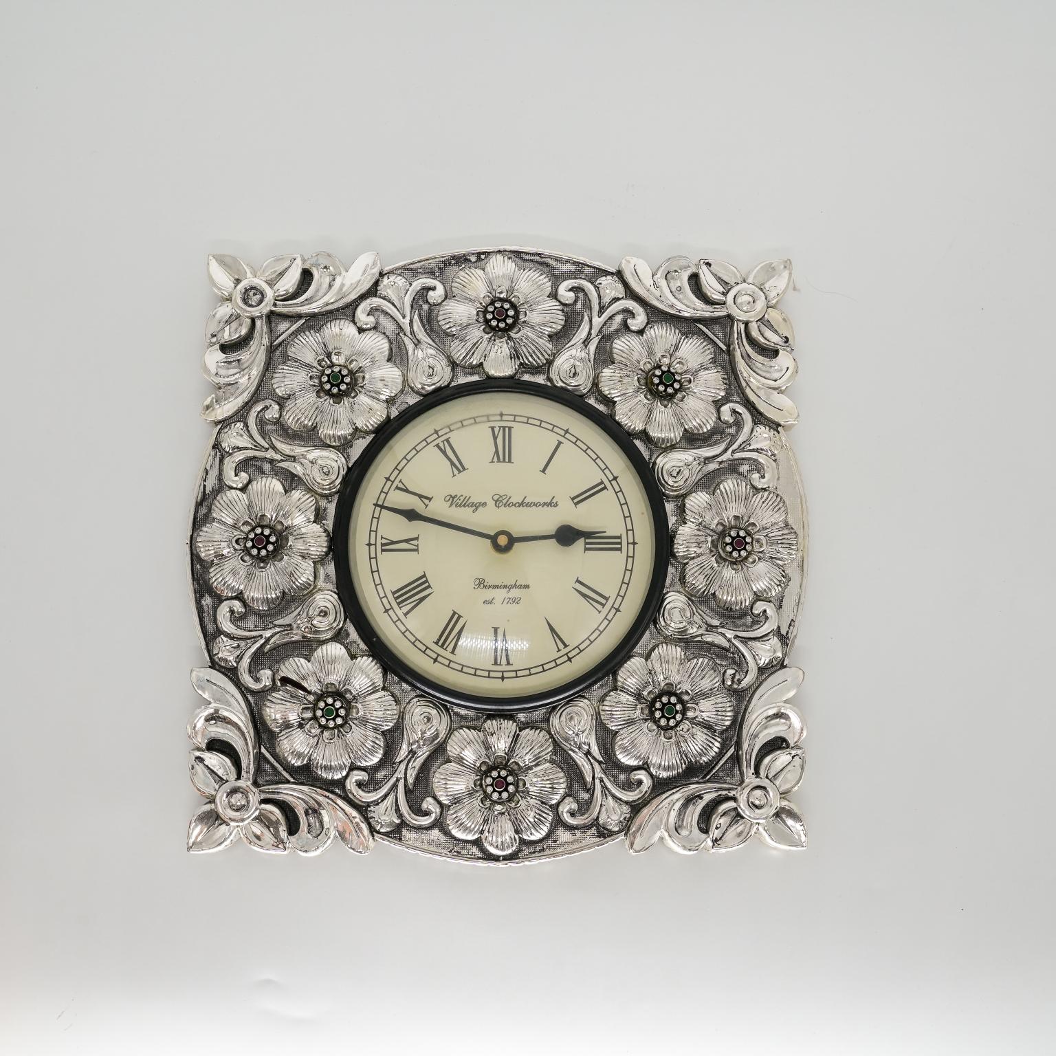 Ved Jewellers - Silver Floral Clock