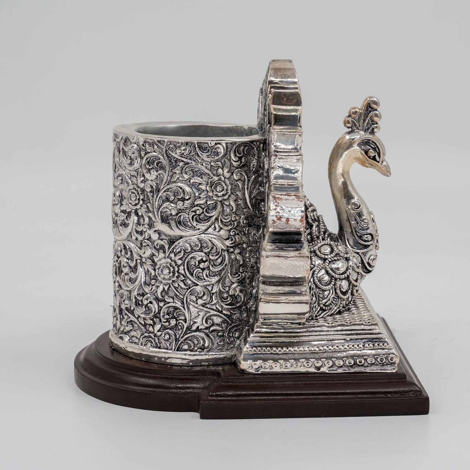 Ved Jewellers - Silver Peacock Showpiece