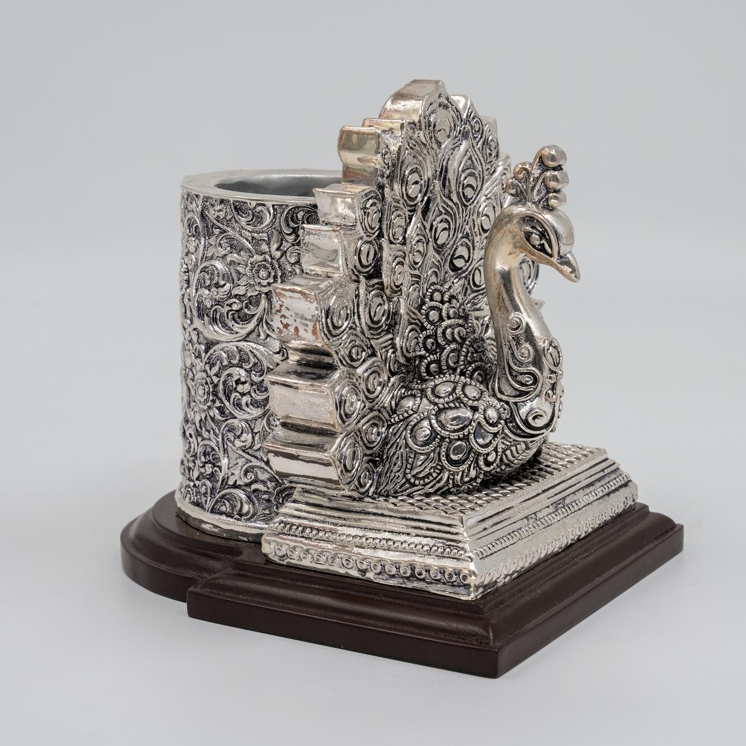 Ved Jewellers - Silver Peacock Showpiece