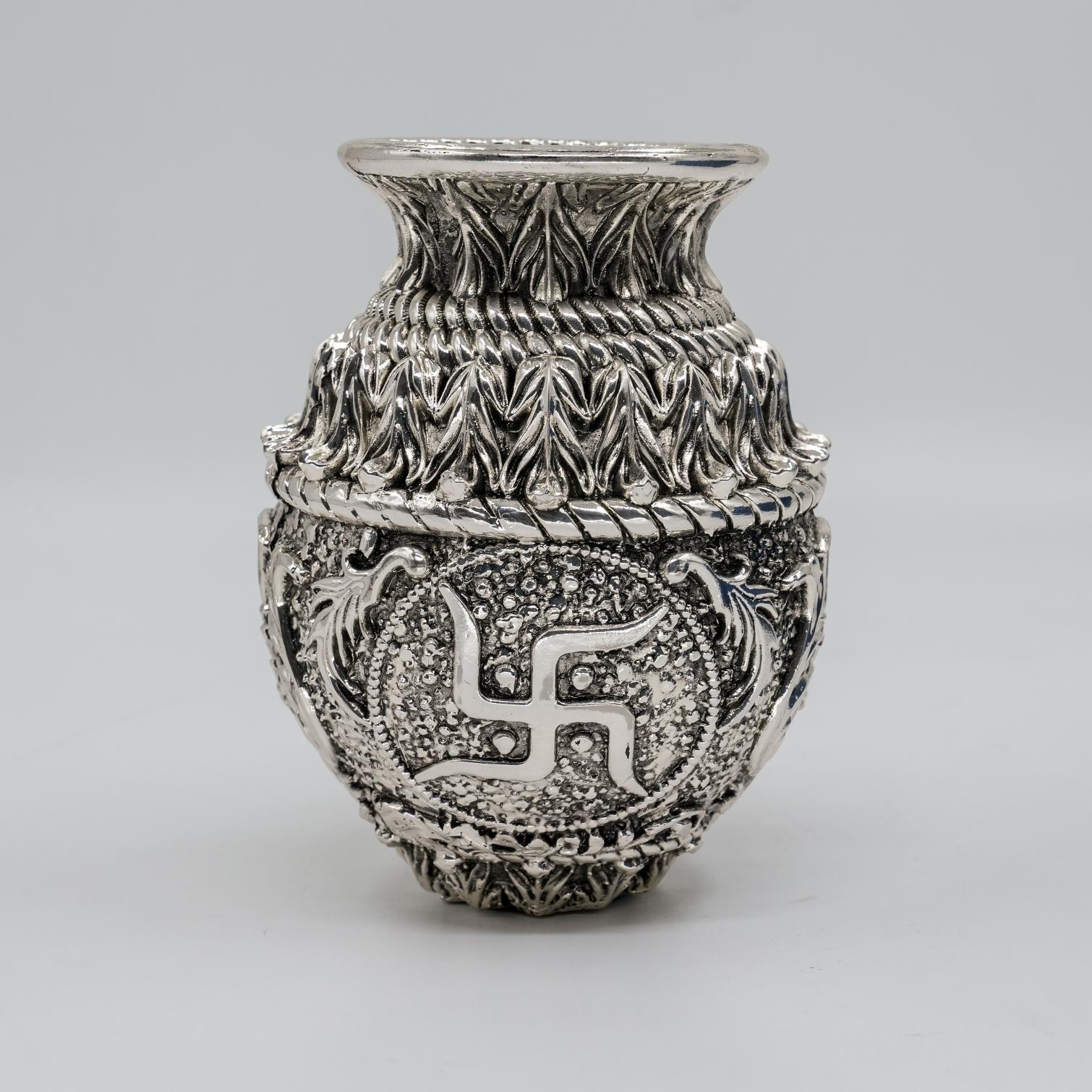 Ved Jewellers - Silver Swastika Kalash