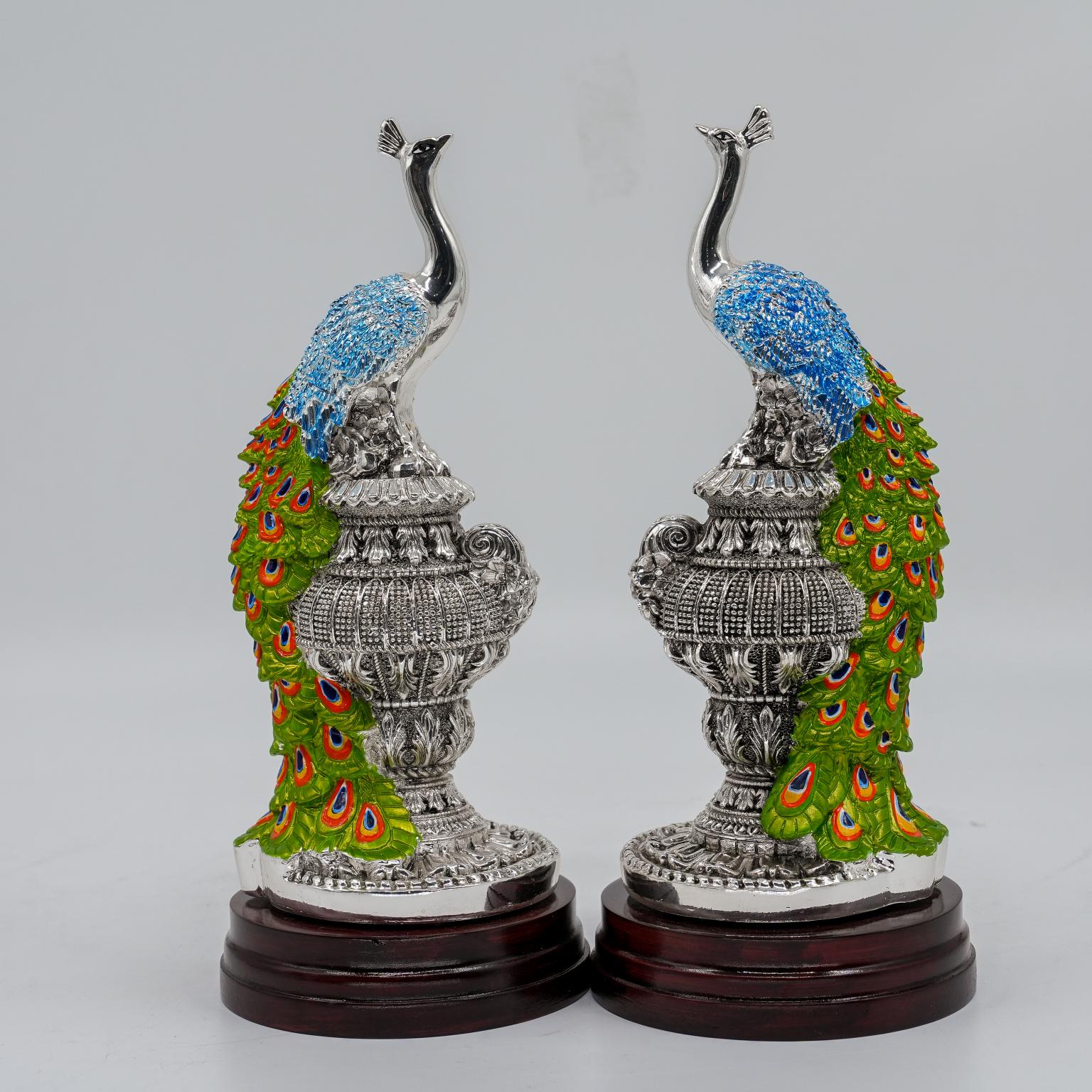Ved Jewellers - Silver Peacock Showpiece
