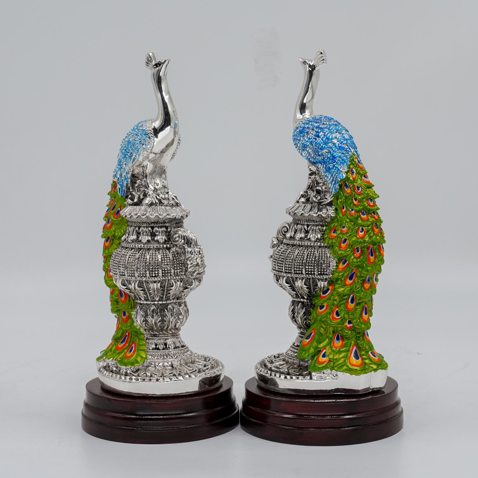 Ved Jewellers - Silver Peacock Showpiece