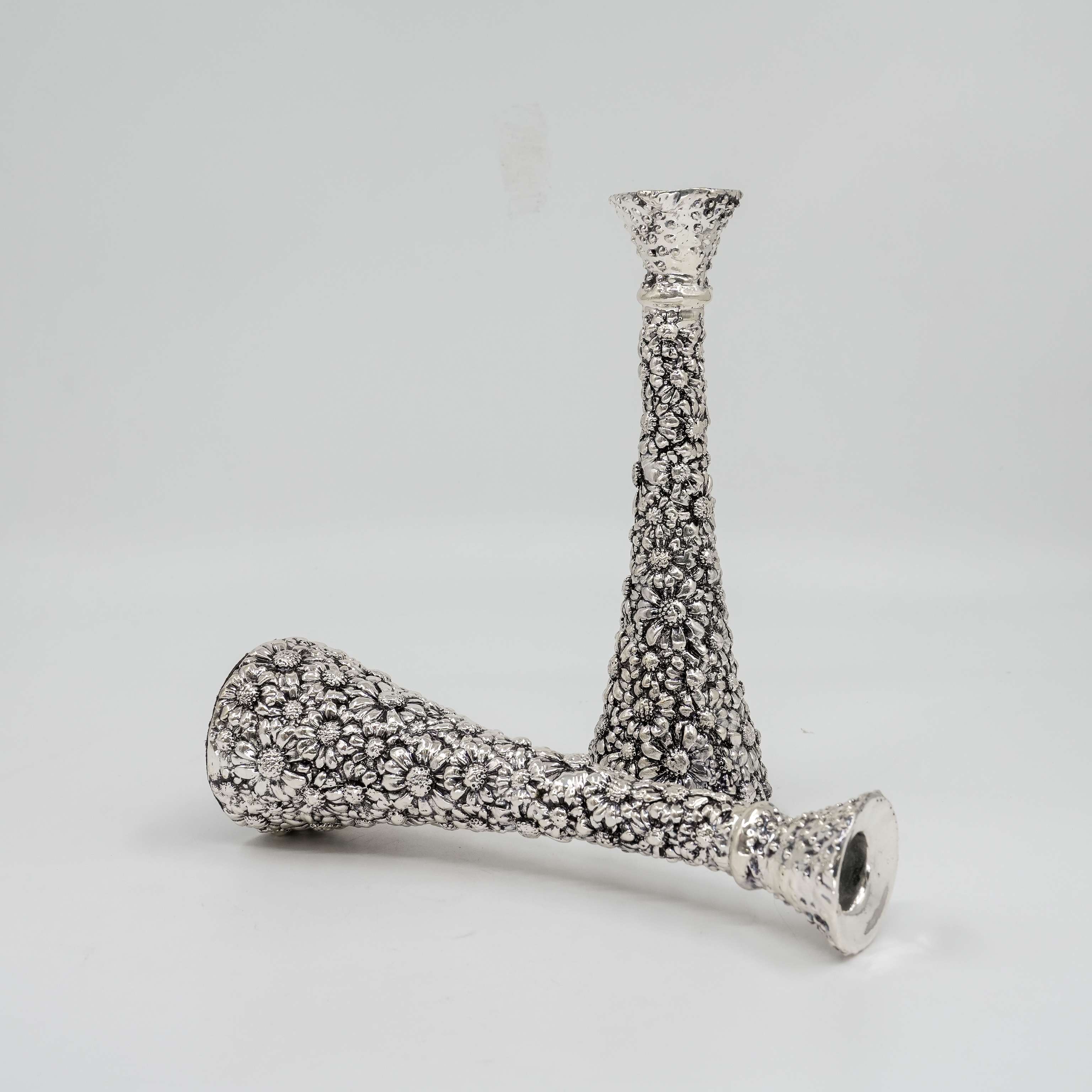 Ved Jewellers - Silver Floral Candle Stands