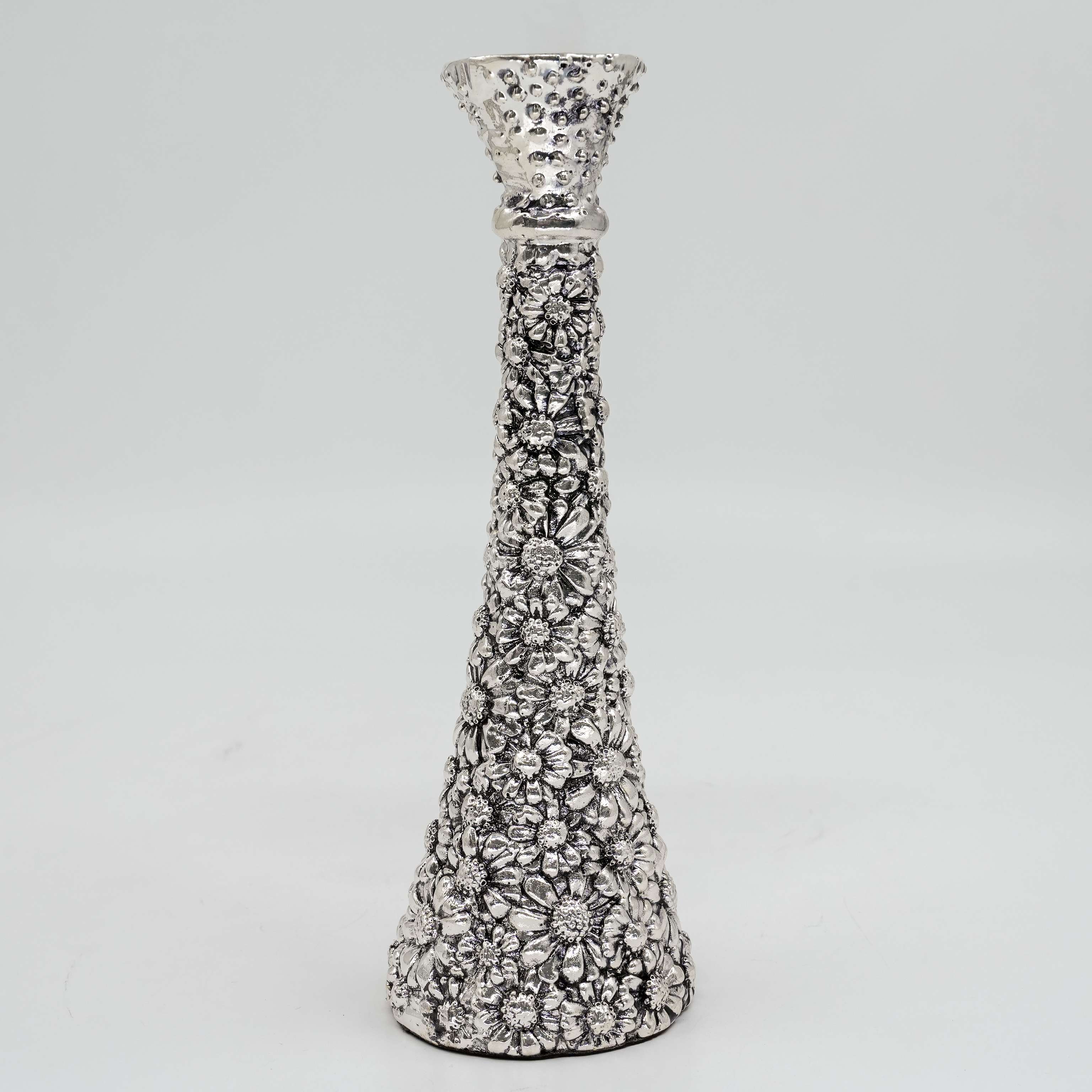 Silver Floral Candle Stands