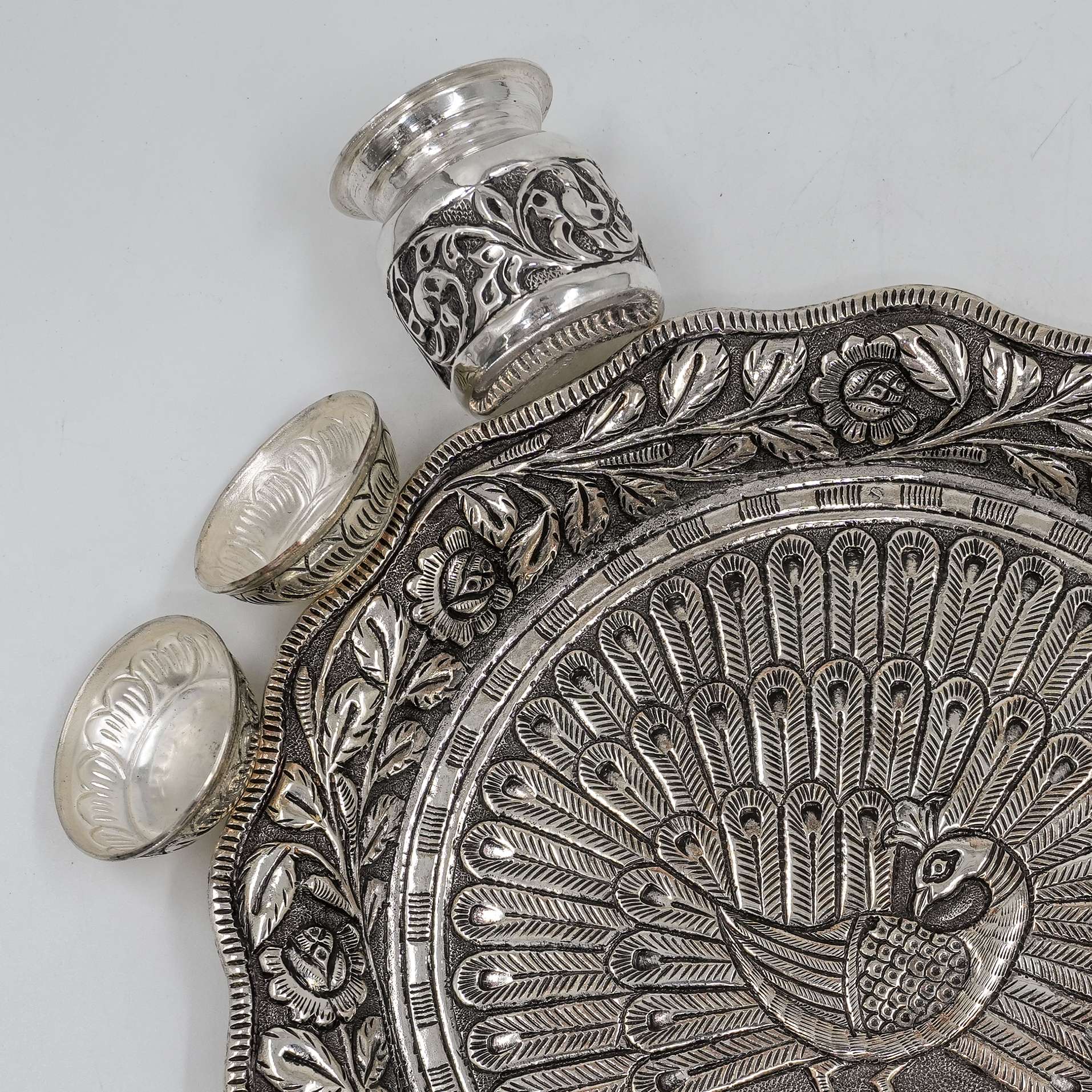 Ved Jewellers - Silver Peacock Pooja Thali