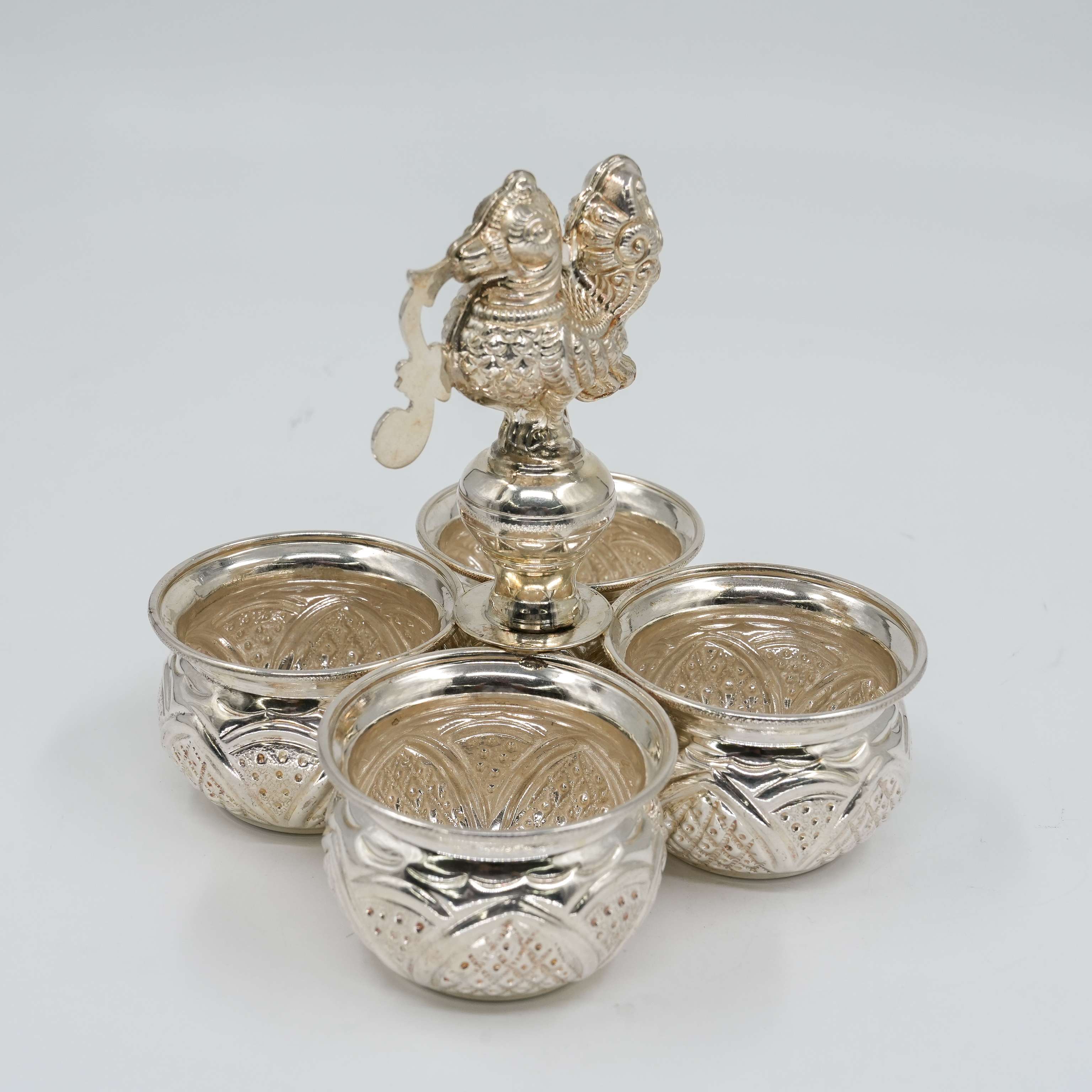 Ved Jewellers - Silver Peacock Bowl Stand