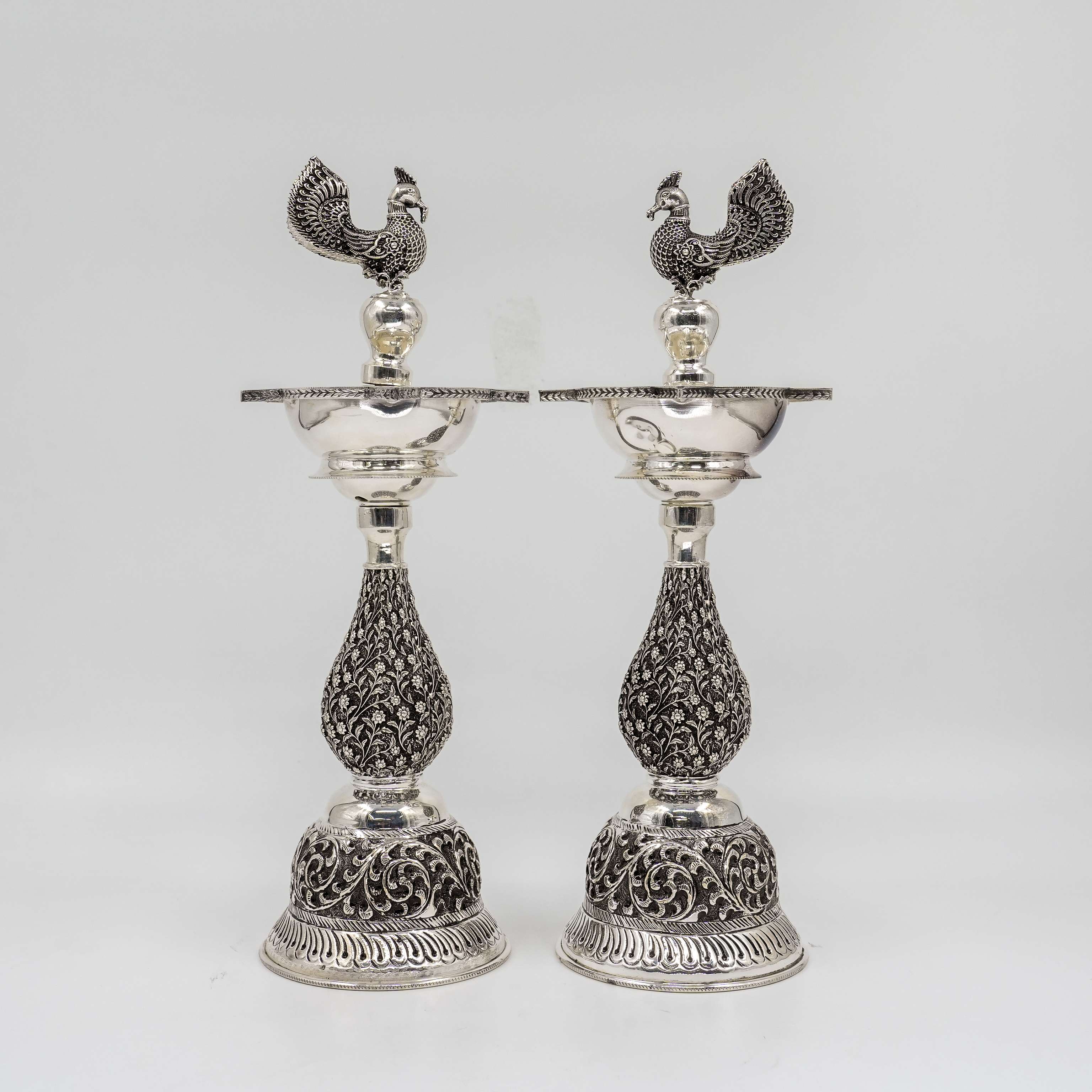 Ved Jewellers - Silver Peacock Diya
