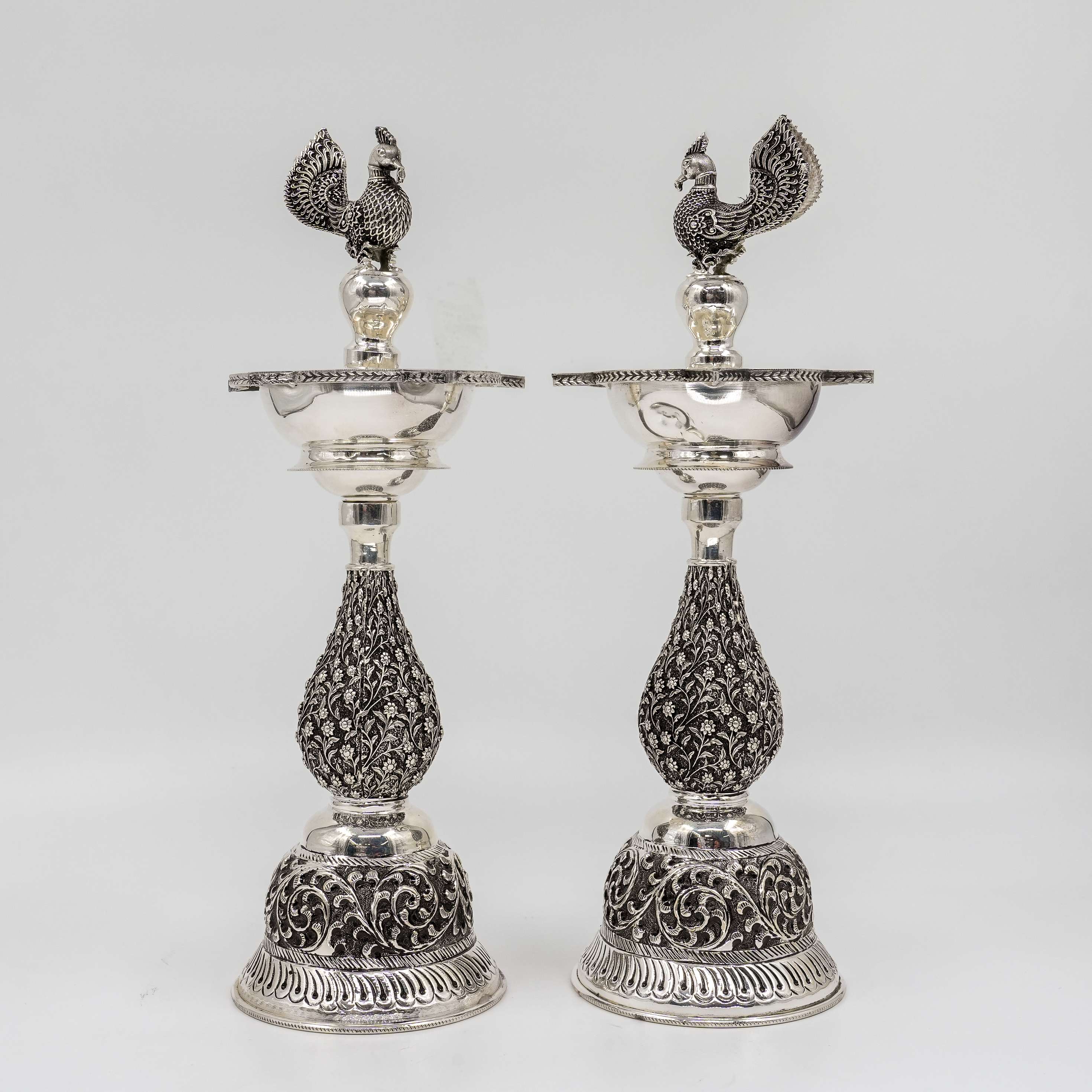 Ved Jewellers - Silver Peacock Diya