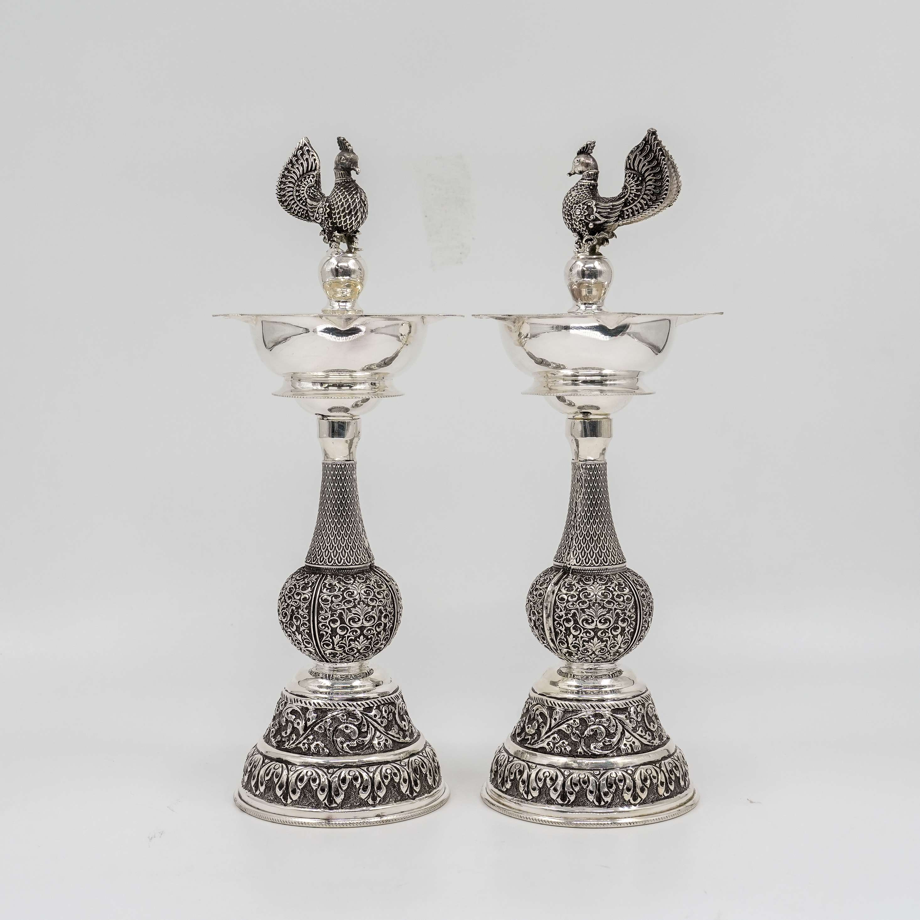 Ved Jewellers - Silver Peacock Lamps