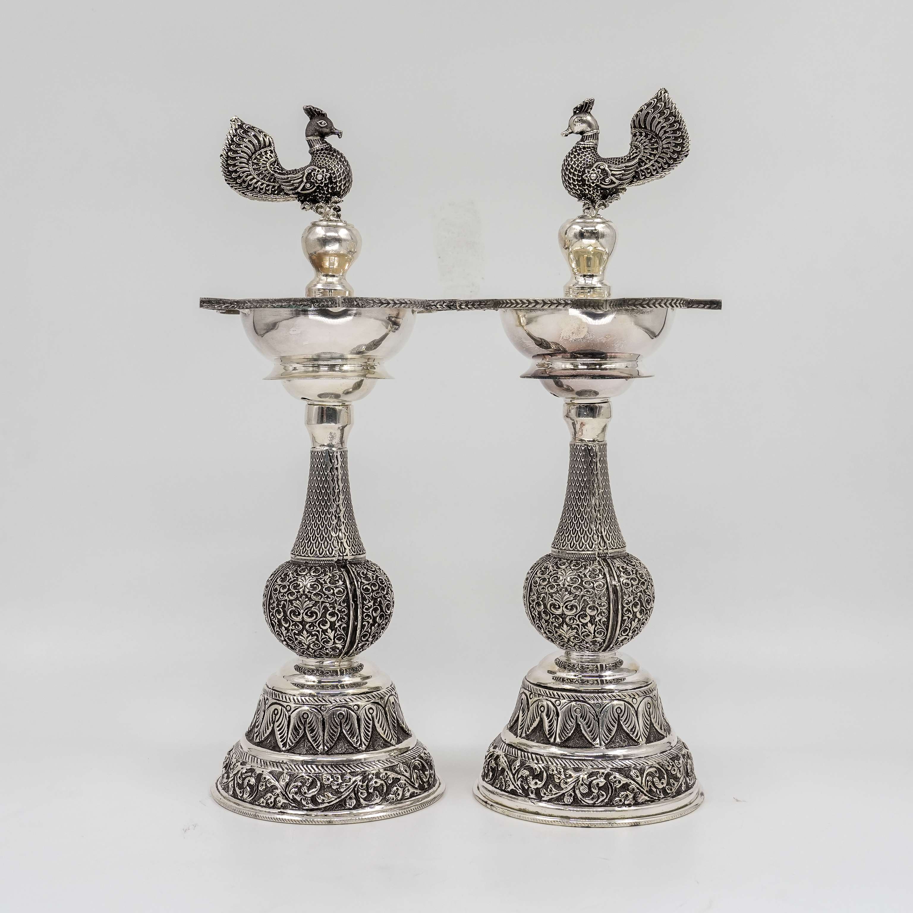 Ved Jewellers - Silver Peacock Diyas