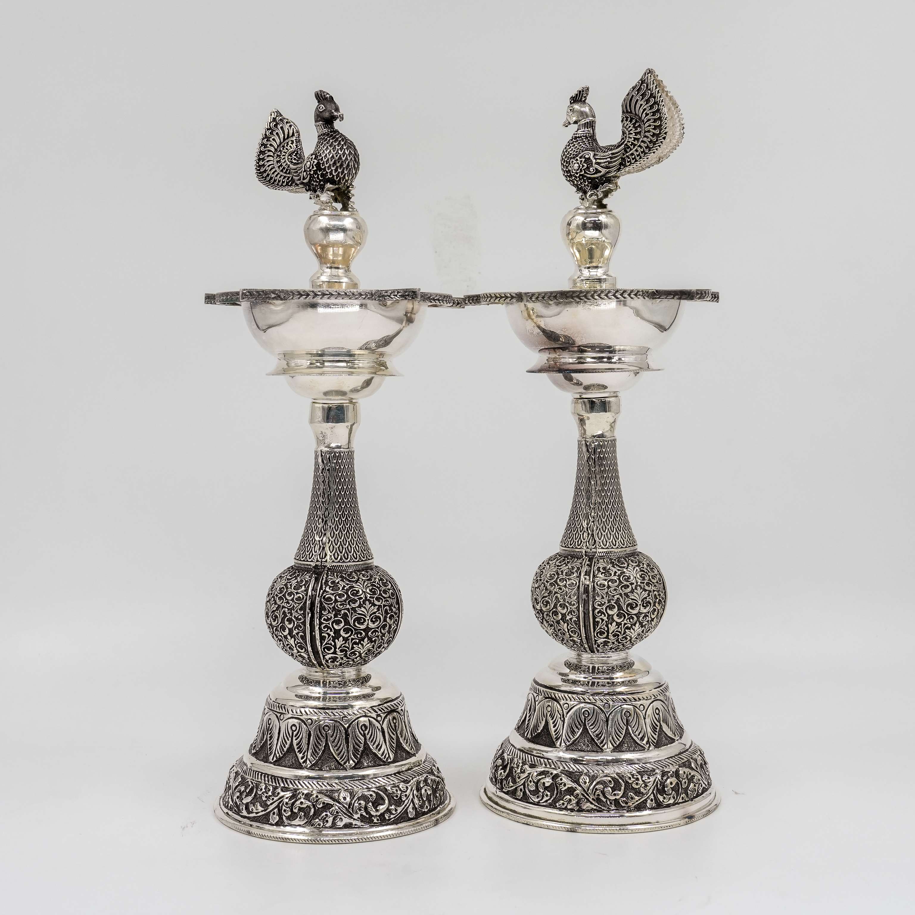 Ved Jewellers - Silver Peacock Diyas