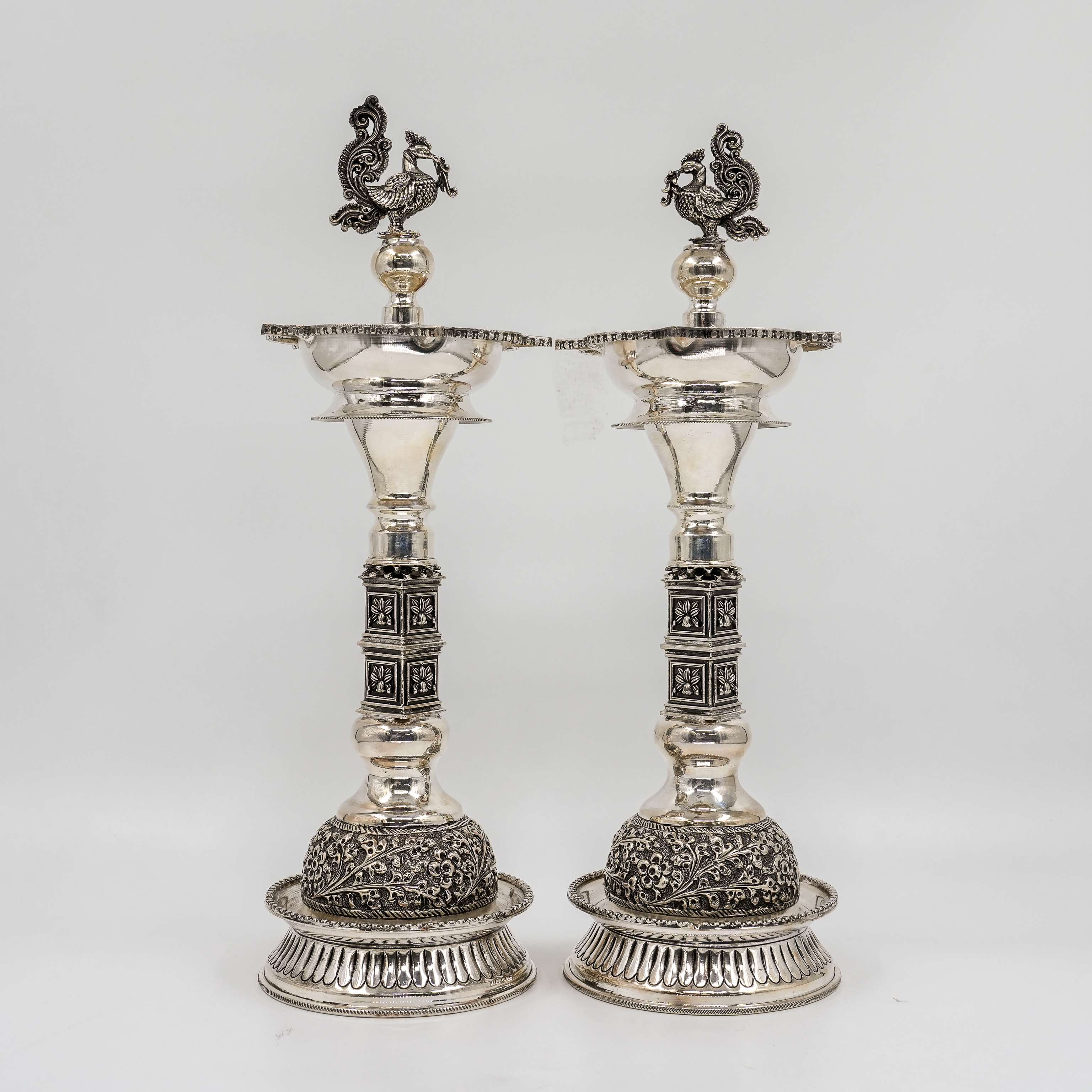 Ved Jewellers - Silver Peacock Lamp