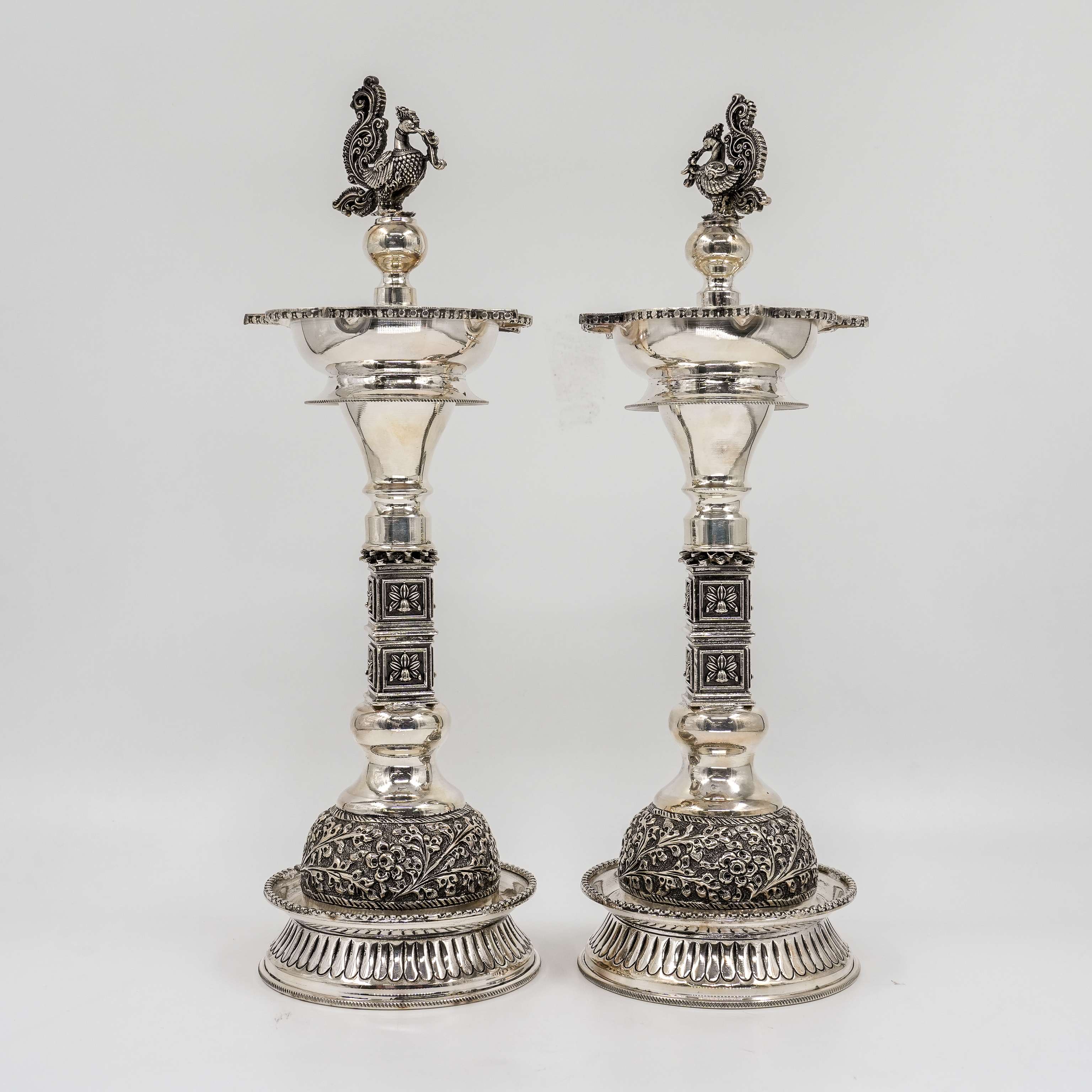 Ved Jewellers - Silver Peacock Lamp