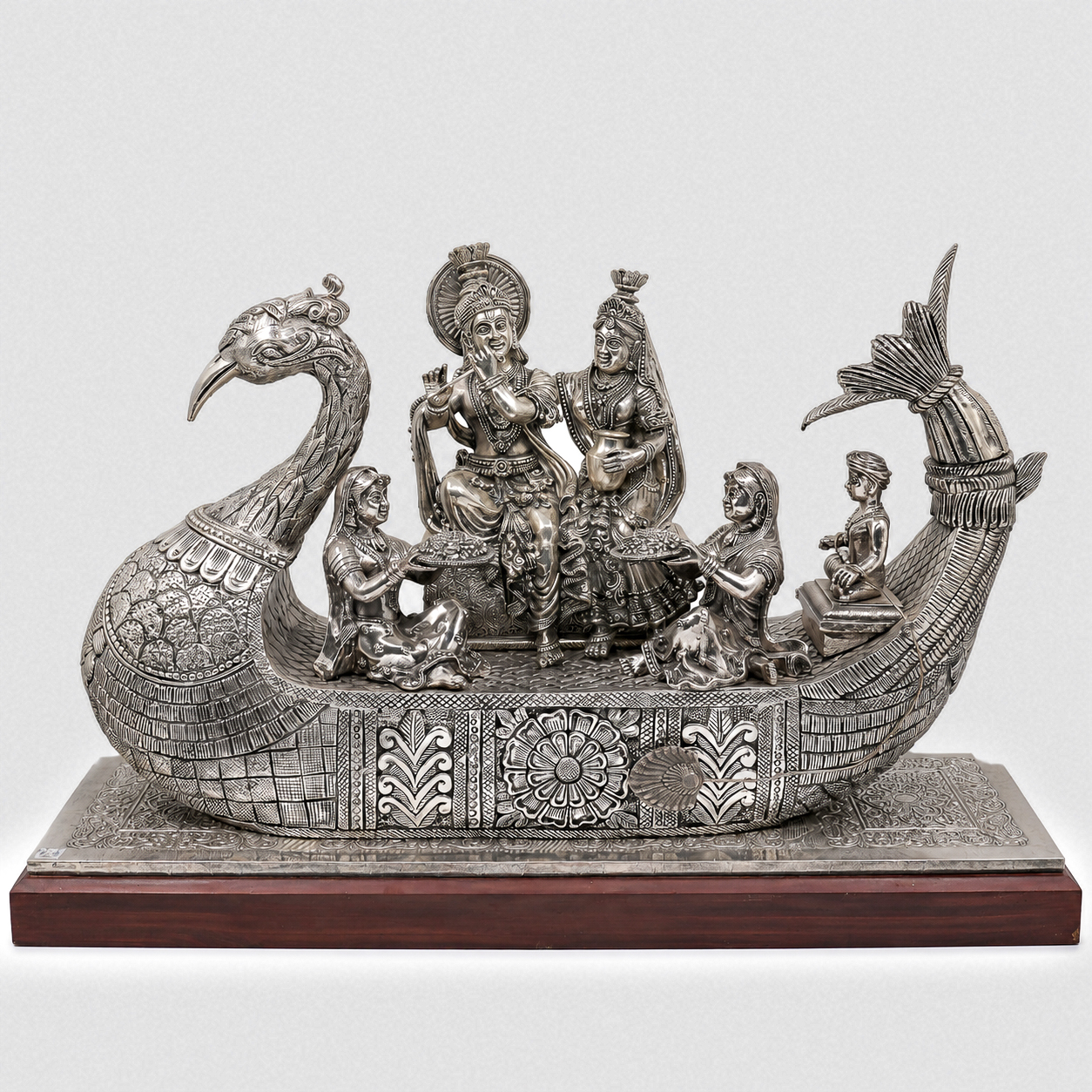 Ved Jewellers - Silver Peacock Boat Showpiece