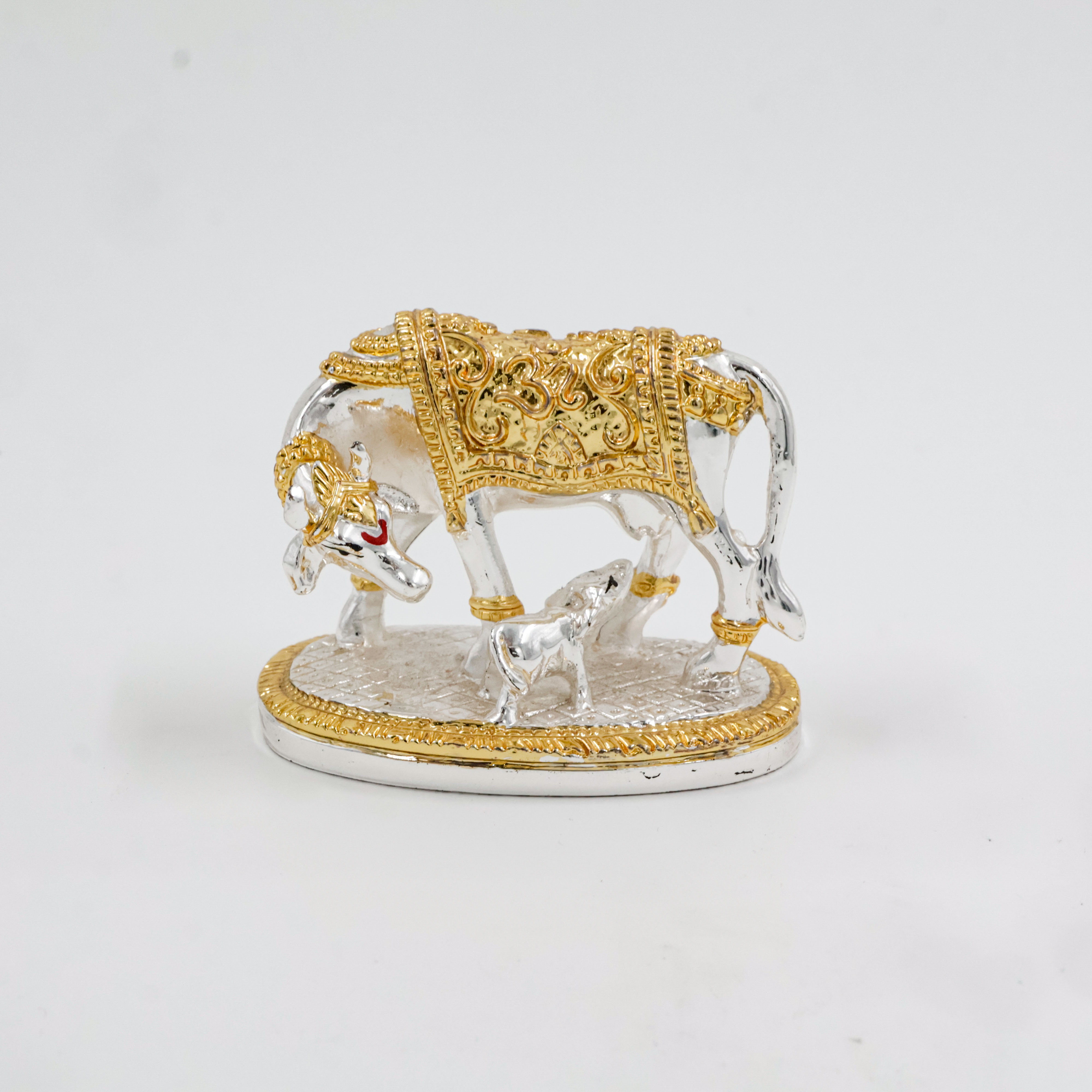 Silver Coated Cow With Calf Golden