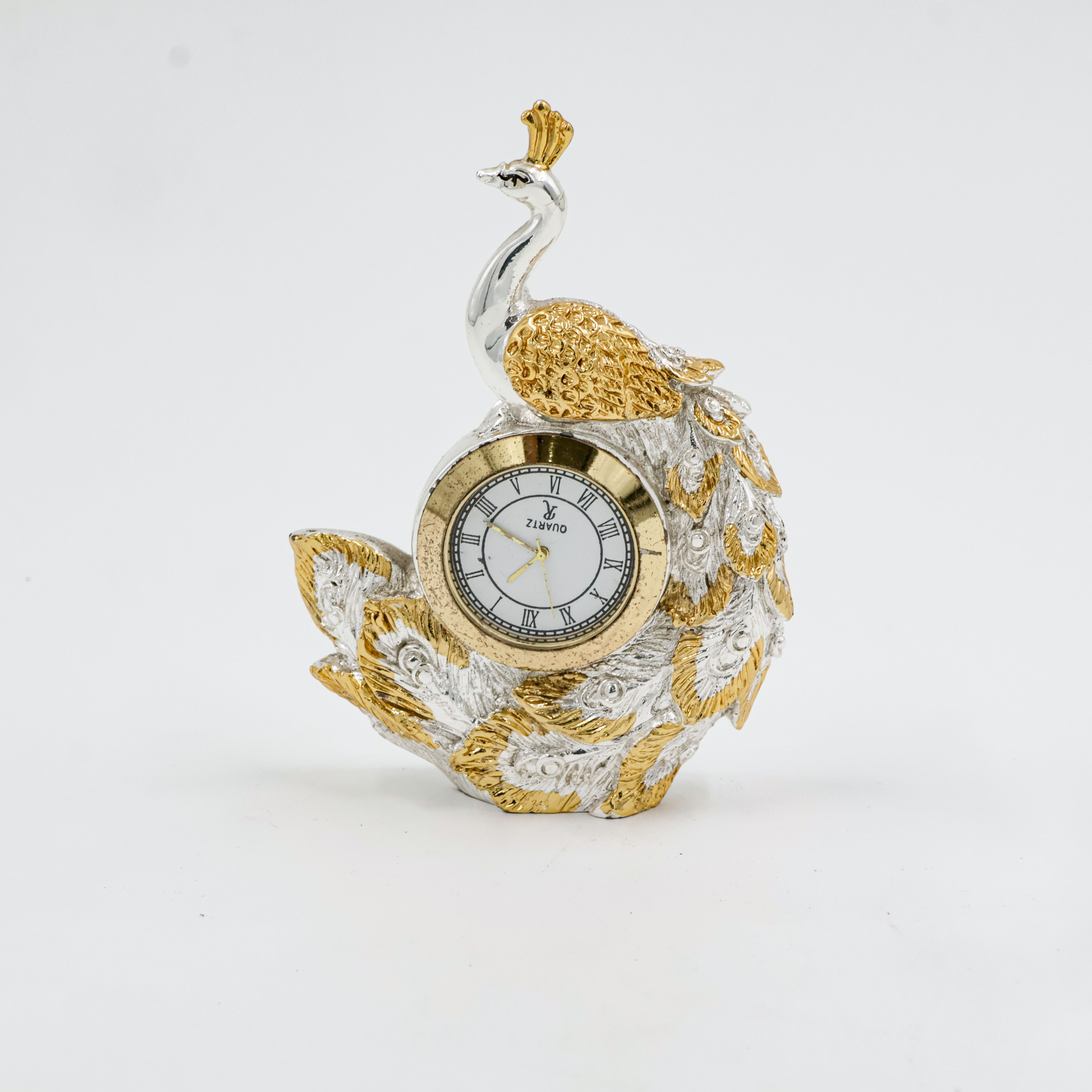 Silver Coated Watch with Peacock Design