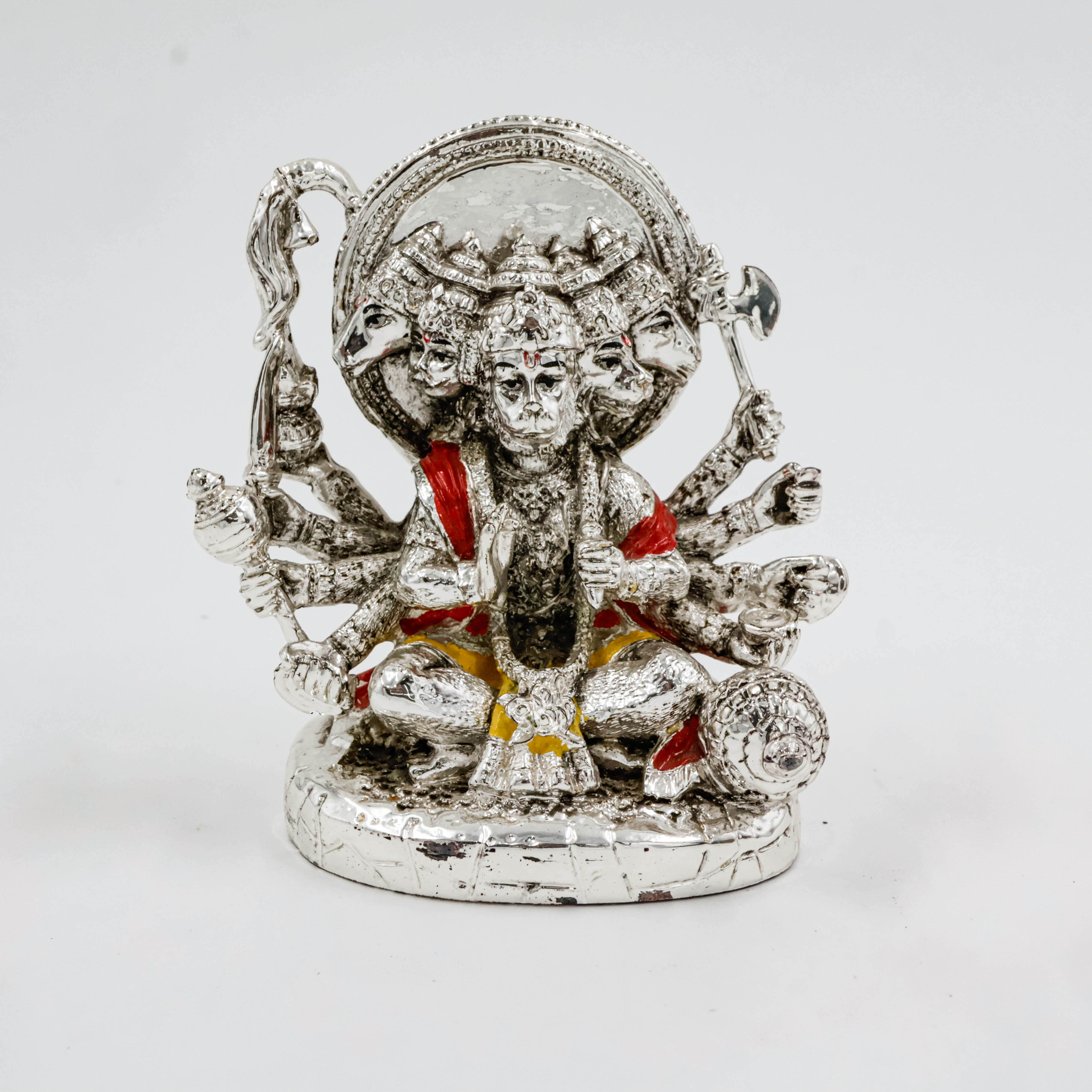 Silver Coated Panchmukhi Hanuman
