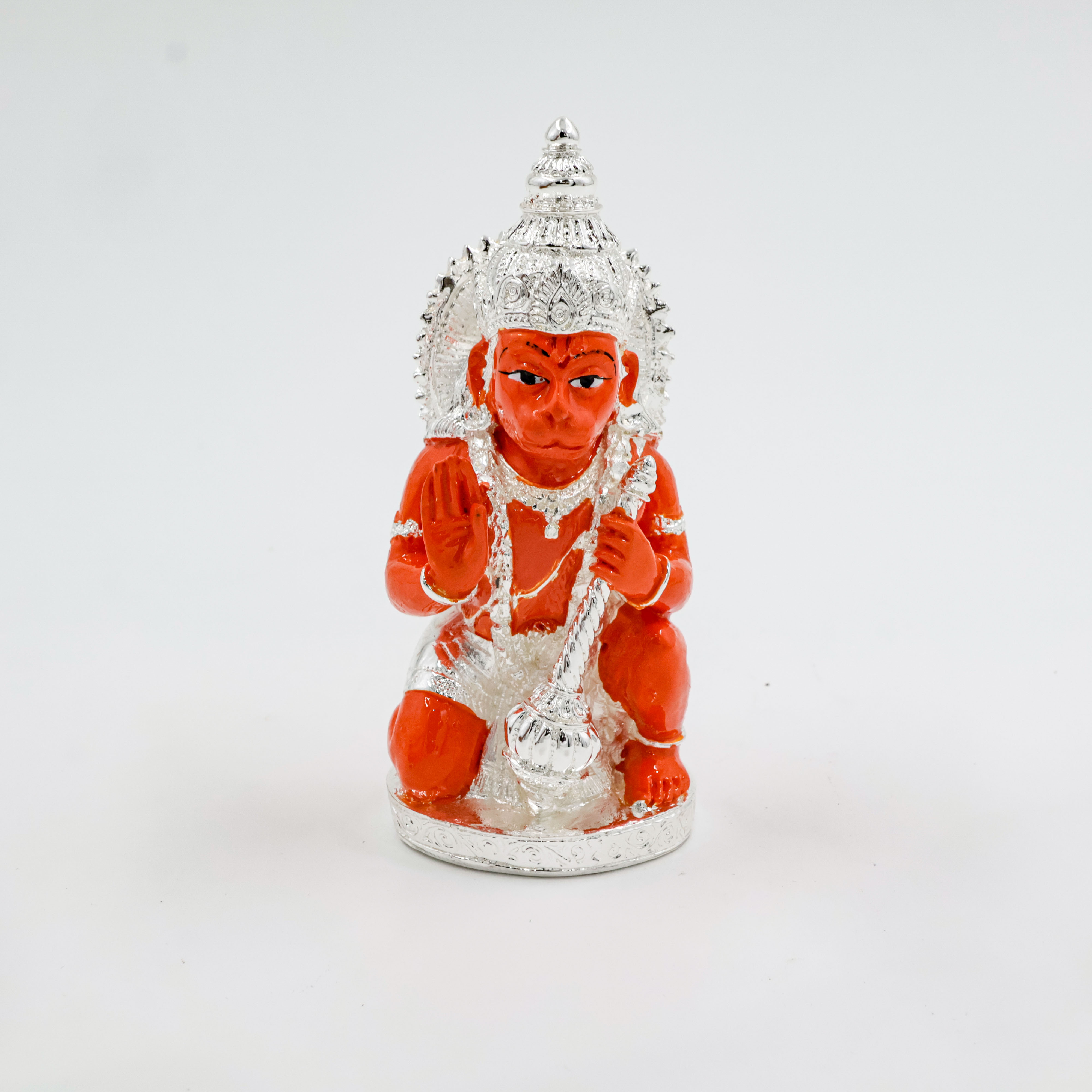 Silver Coated Hanuman Ji Sitting