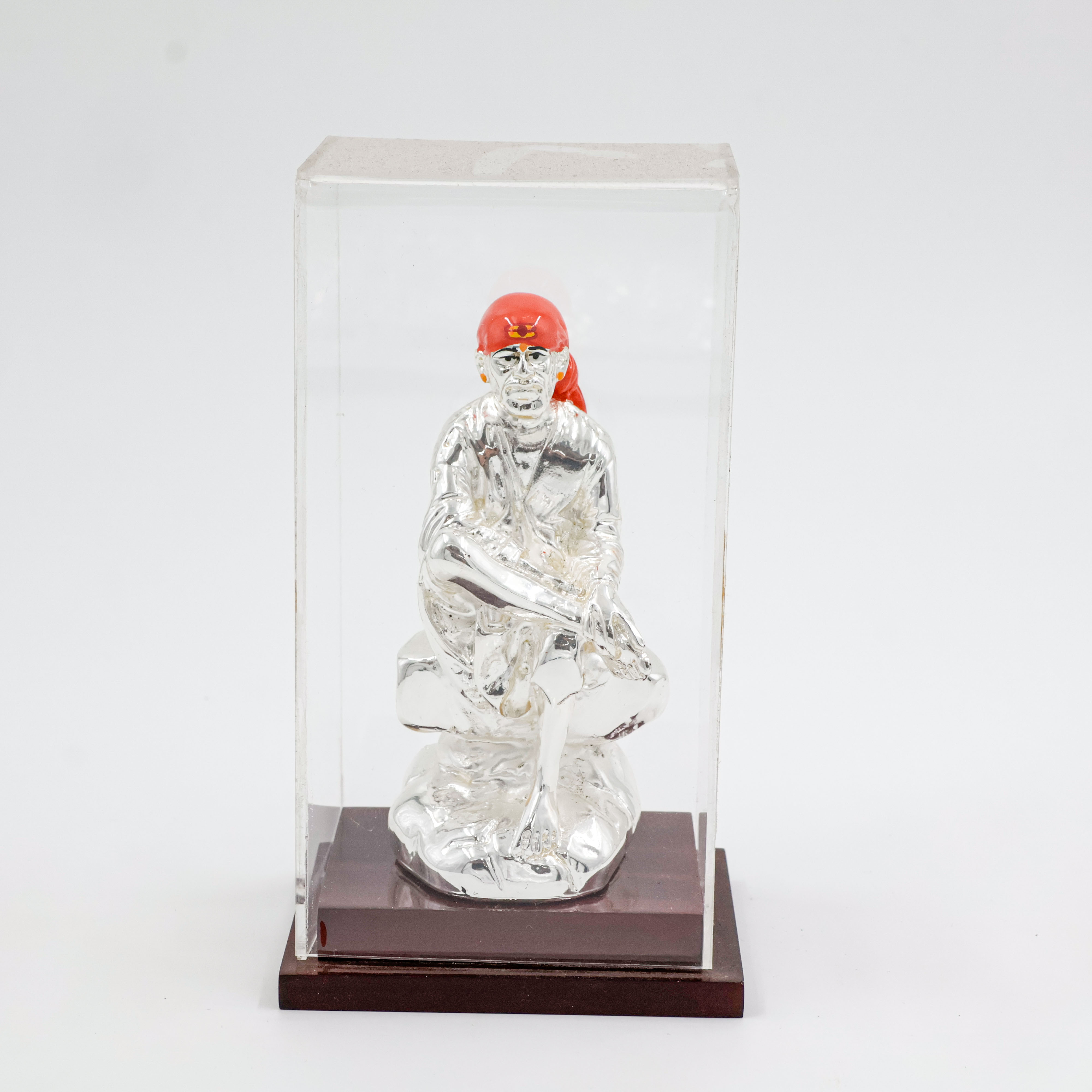 Silver Coated Sai Baba With Cabinet