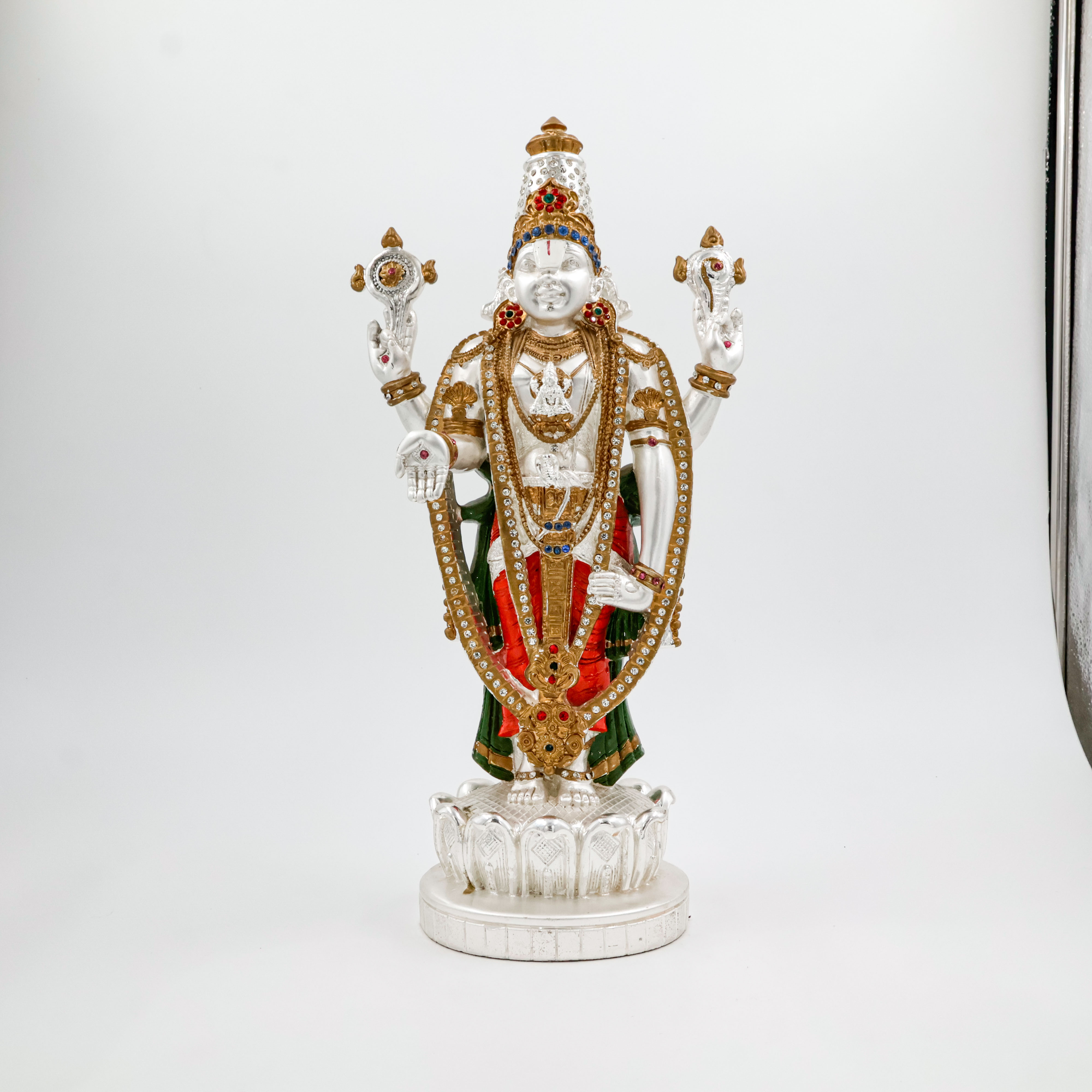 Silver Coated Balaji With Stones