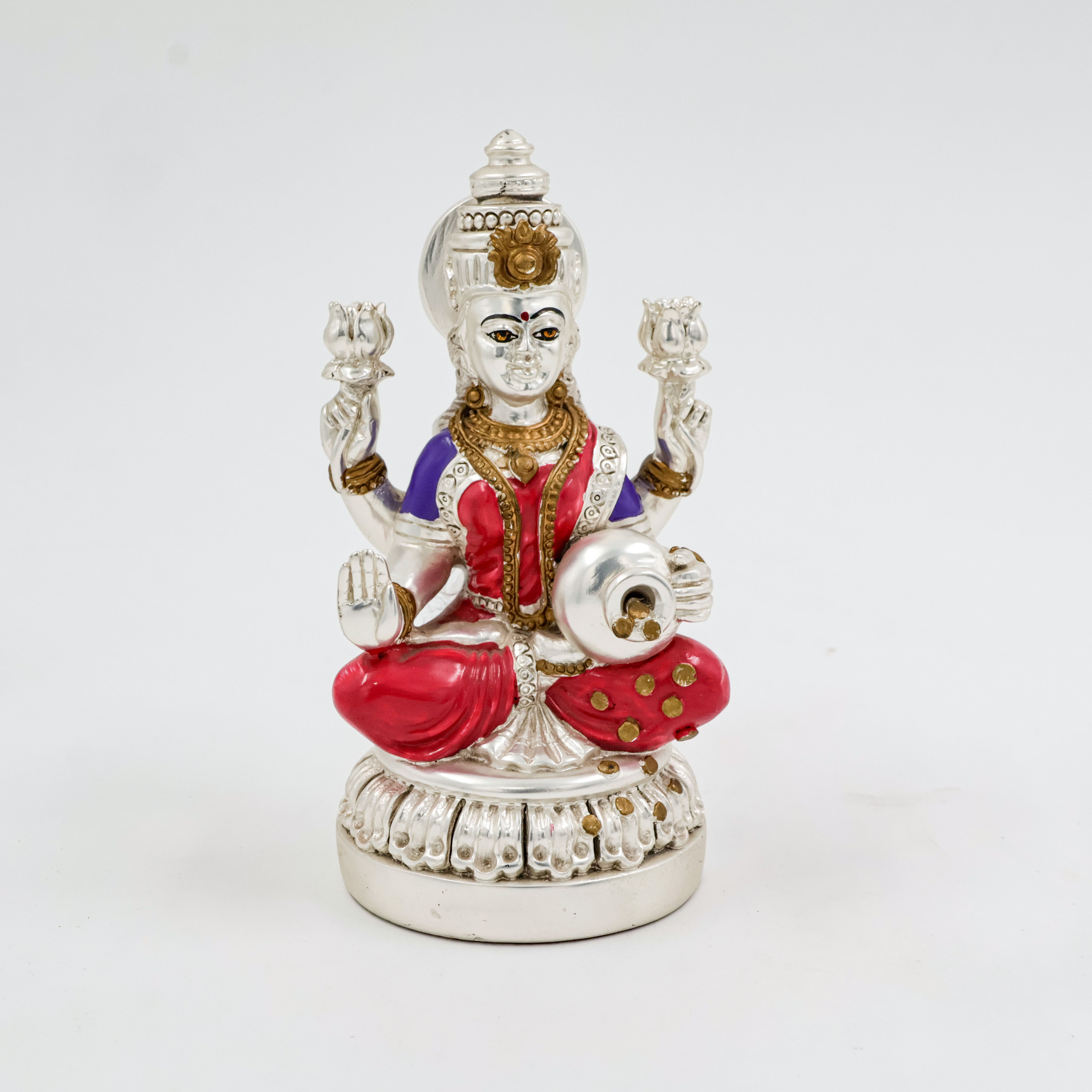 Silver Coated Matt Finish Lakshmi Ji