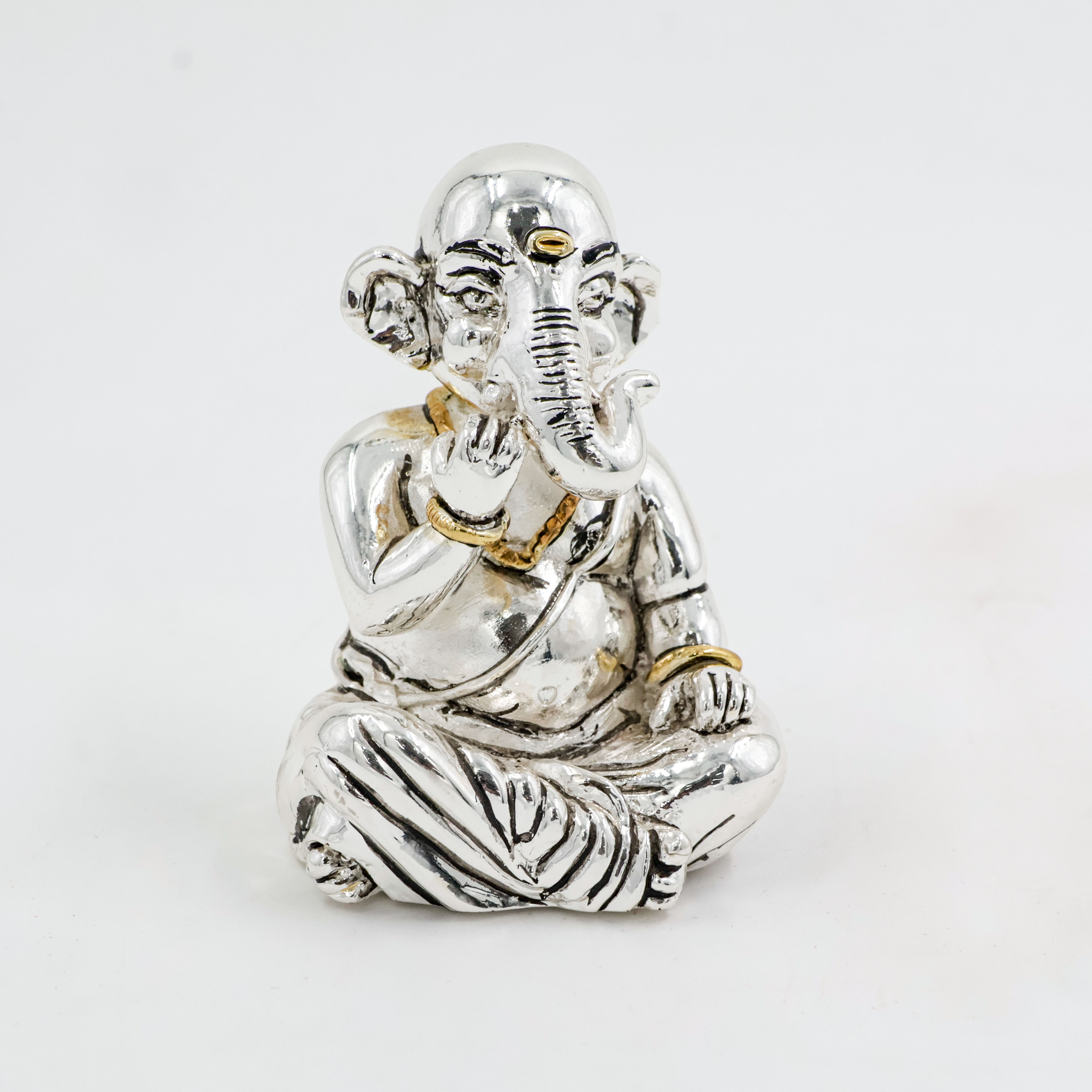 Laddu Gnesh With Silver Coating