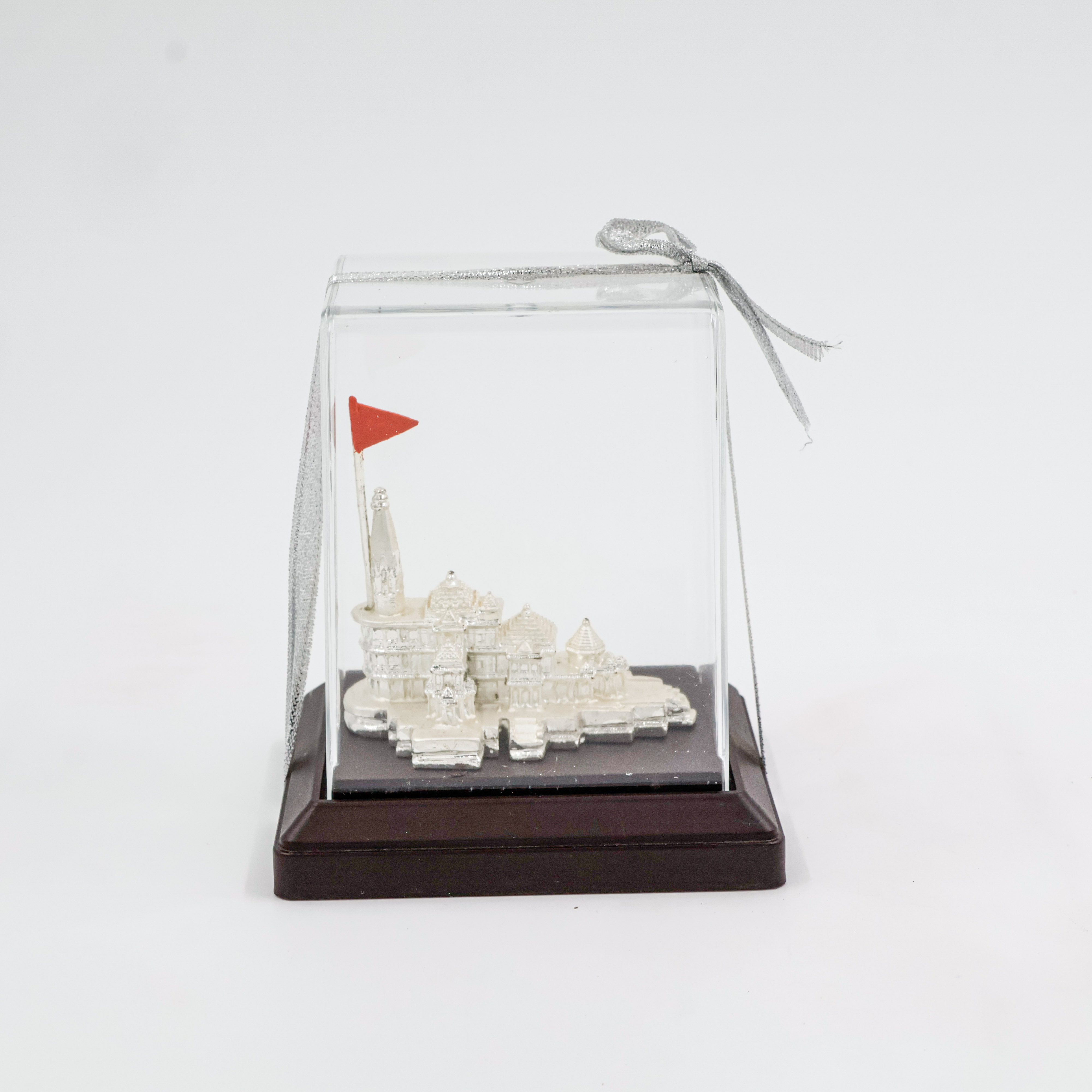 Ram Mandir In Silver Coating With Cabinet