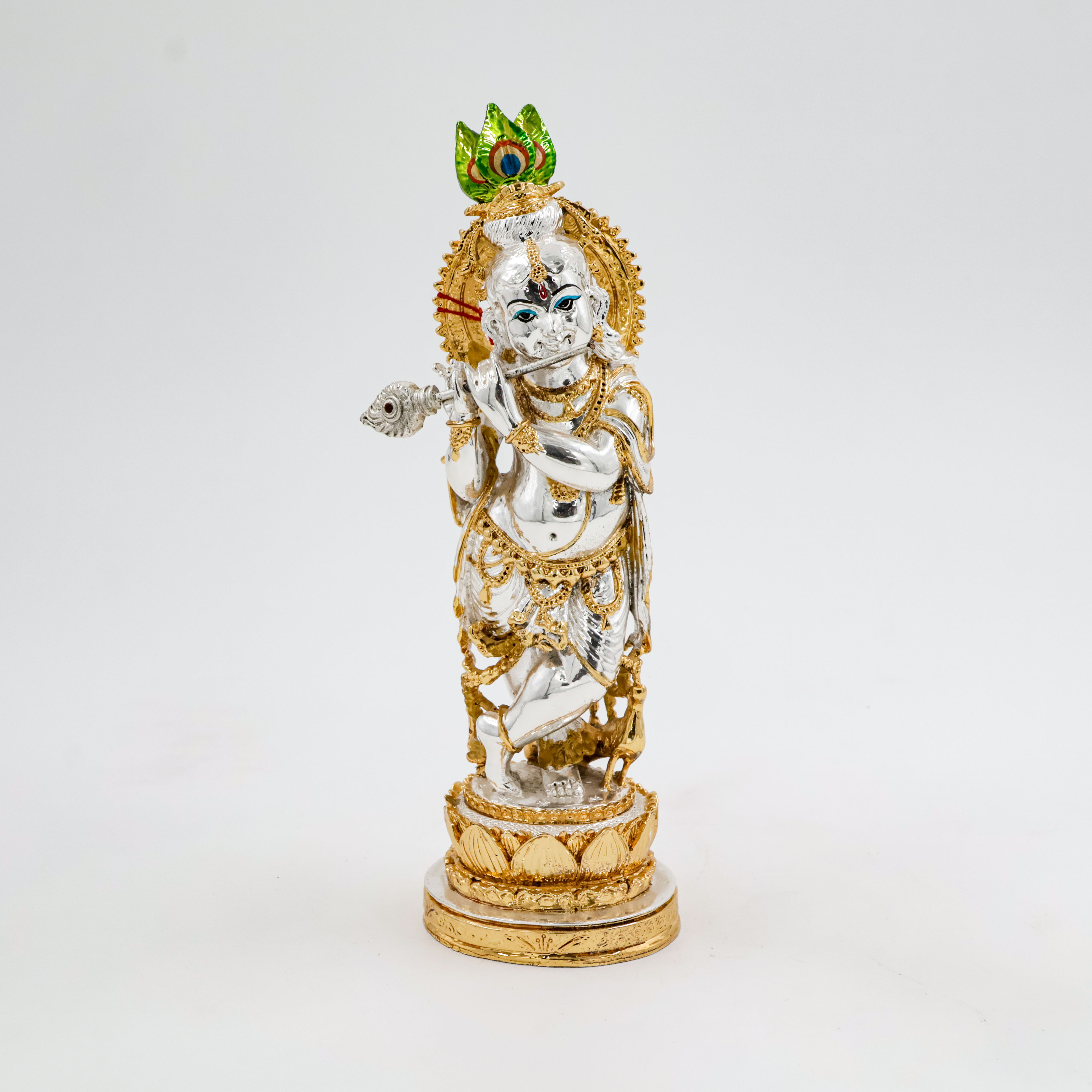 Silver Coated Krishna Ji In Standing Position