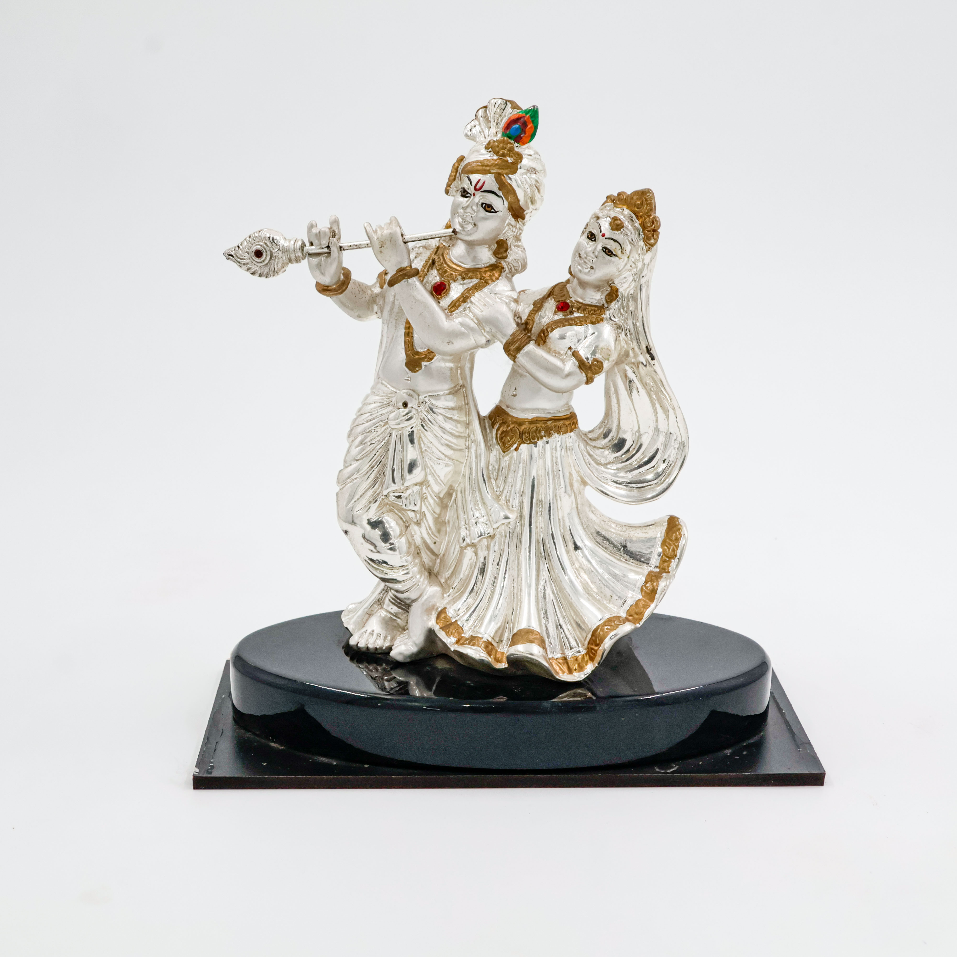 Silver Coated Radha Krishna In Standing Position