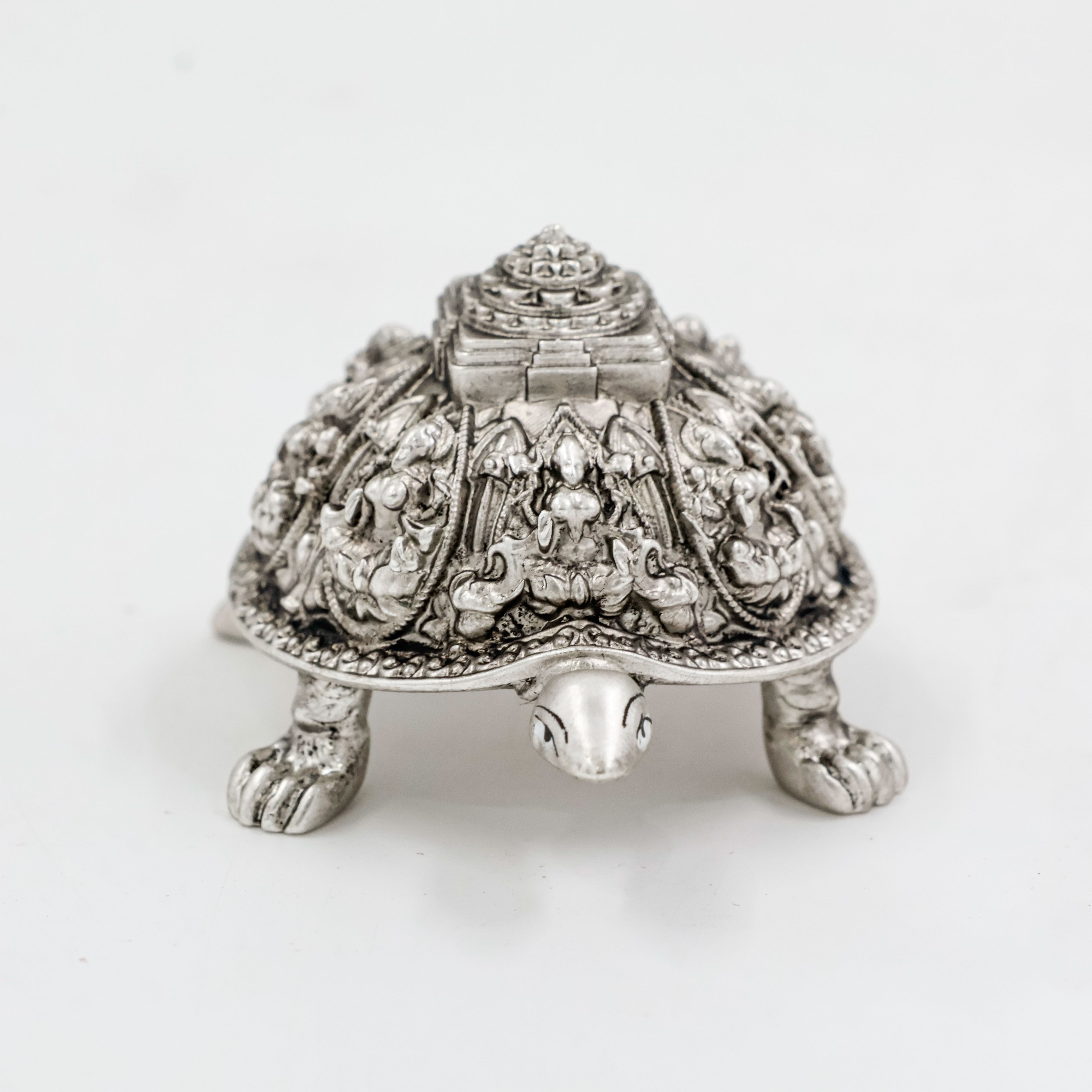 Silver Tortoise With Asta Lakshmi For Vaastu